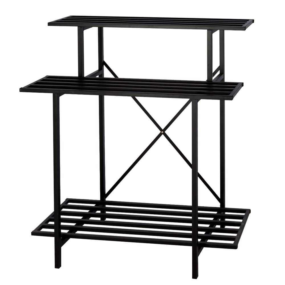 Zhongma 3-Tier Heavy Duty Plant Stand - 660 LBS Capacity Indoor/Outdoor Plant Holder (35.43x17.32x39.37 Inch) - Space-Saving Multi-Level Flower Shelf for Patio, Living Room, Garden & Balcony Decor