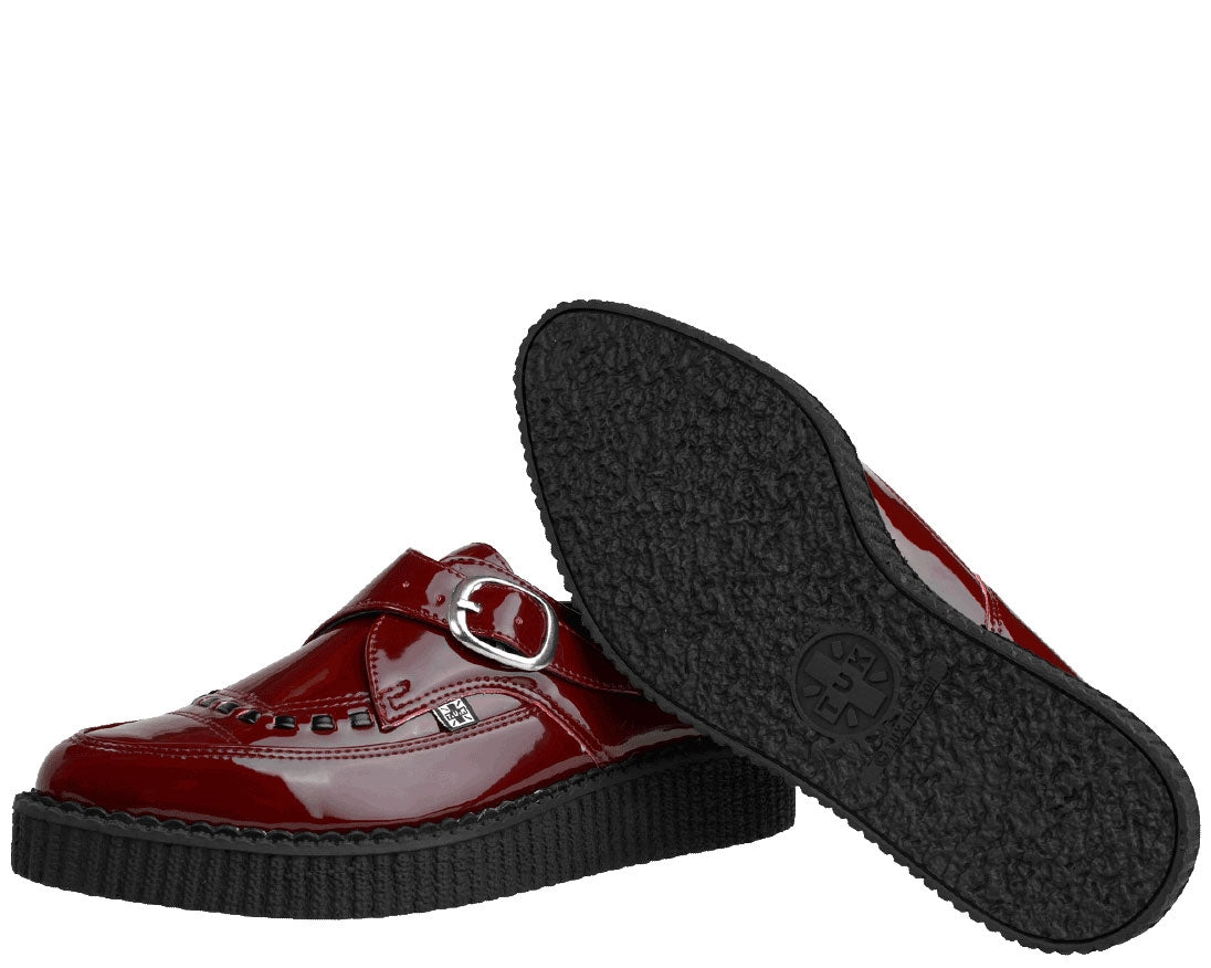 T.U.K Burg Patent Leather Monk Strap Pointed Toe Creeper Shoes for Men & Women - Gothic Punk Rock Fashion for Concerts & Night Out