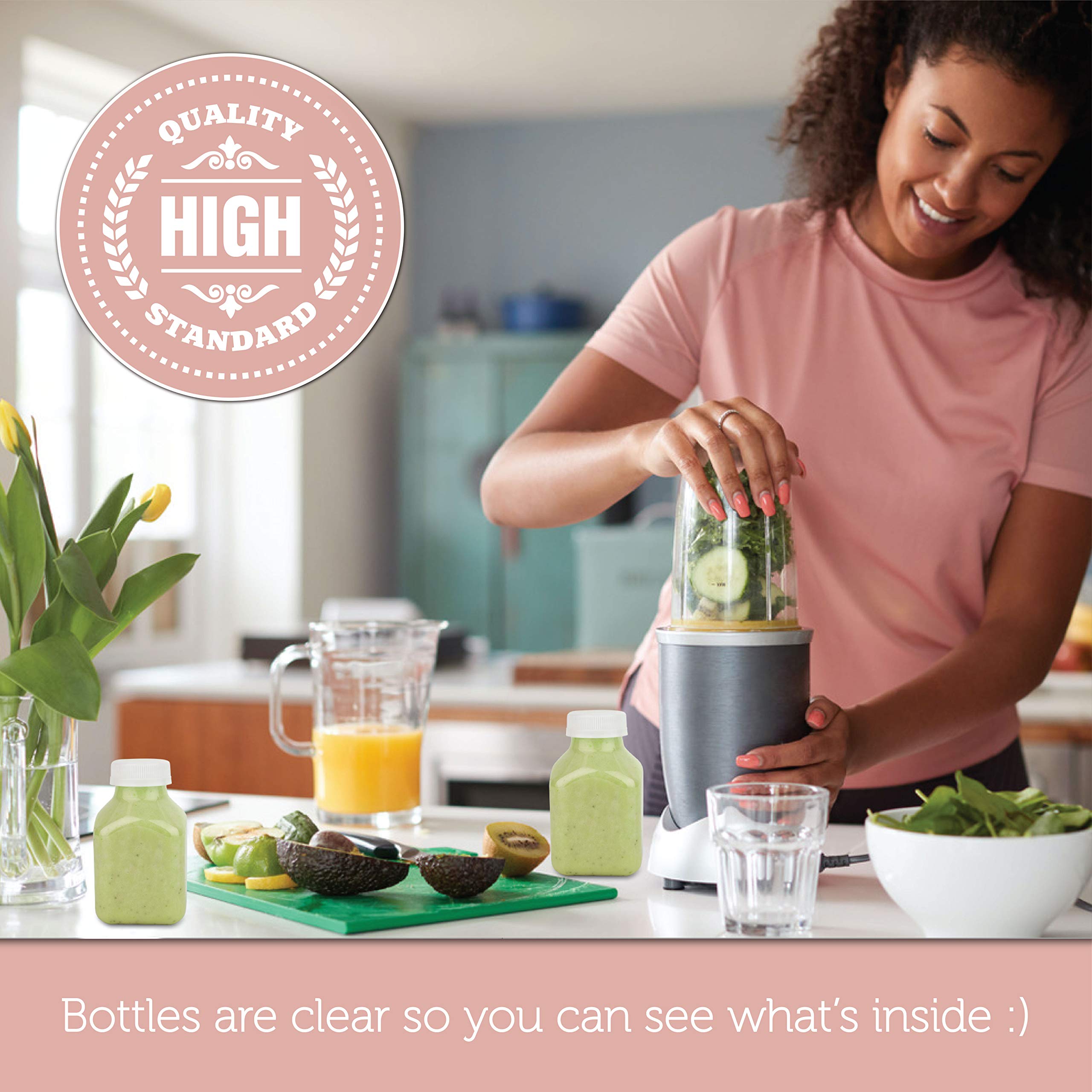 8 Oz Disposable Plastic Juice Bottles with Lids - 160 Pack | BPA Free, Reusable & Tamper-Proof | Perfect for Juicing, Smoothies, Milk, Catering & Takeout | Ideal for Juice Bars, Coffee Shops & Food Trucks