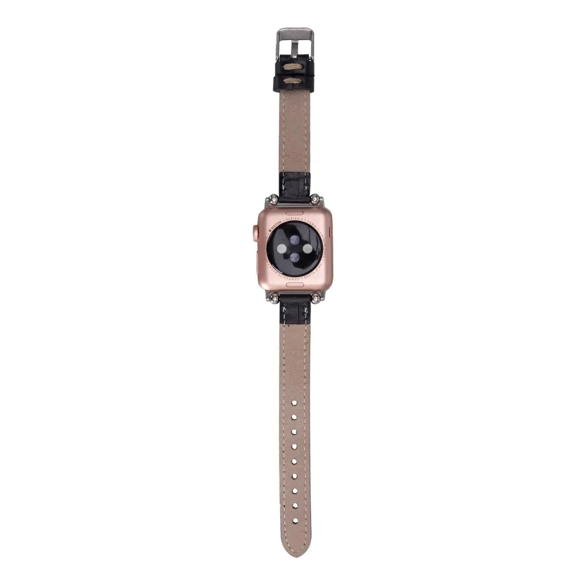 Premium Black Leather Ultra Slim Apple Watch Band - Stylish & Comfortable Replacement Strap for Workouts, Office & Everyday Wear
