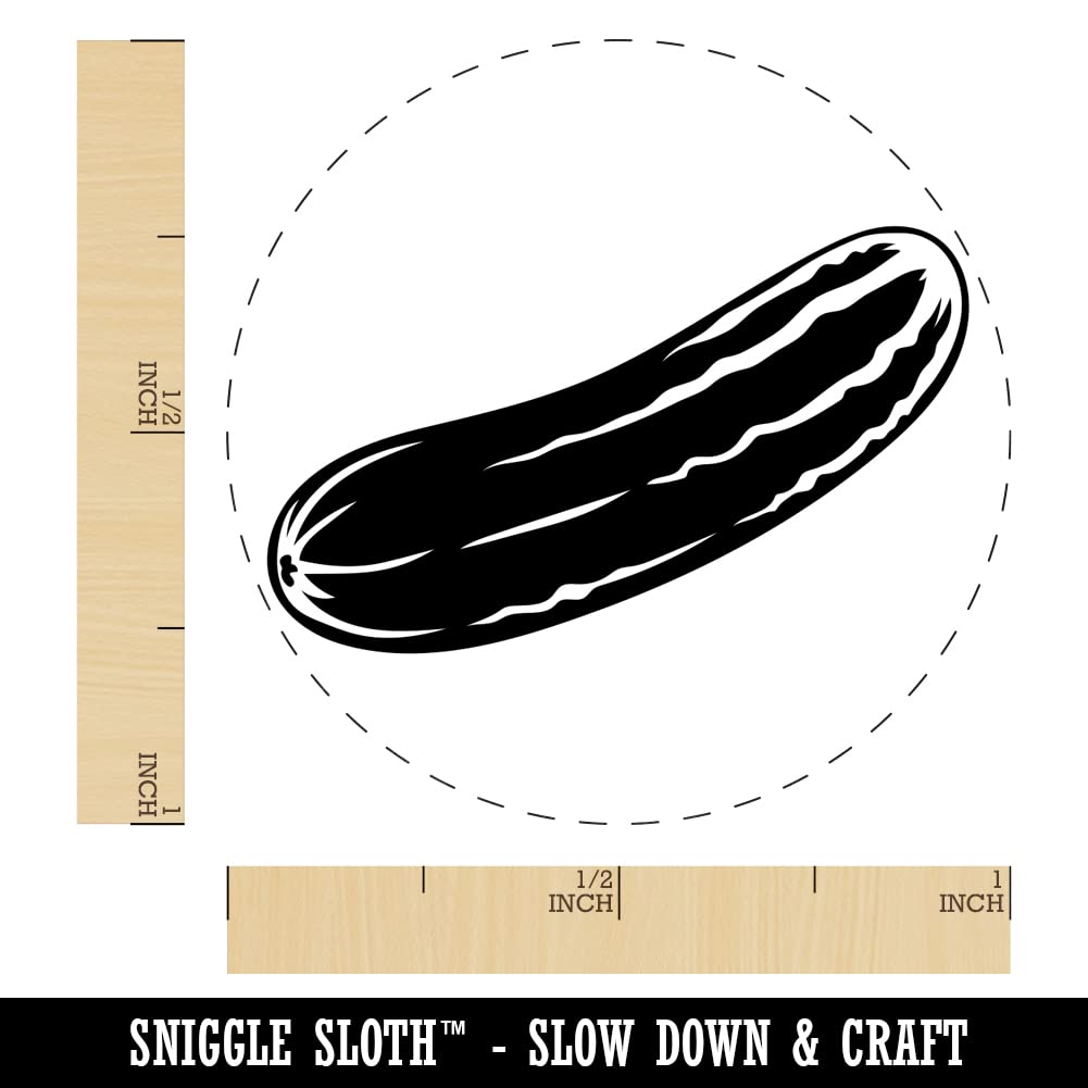 Vegetable Cucumber Self-Inking Rubber Stamp for Crafts, Planners, and DIY Projects - 1 Inch Medium Size with Blue Ink - Perfect for Scrapbooking, Journaling, and Card Making