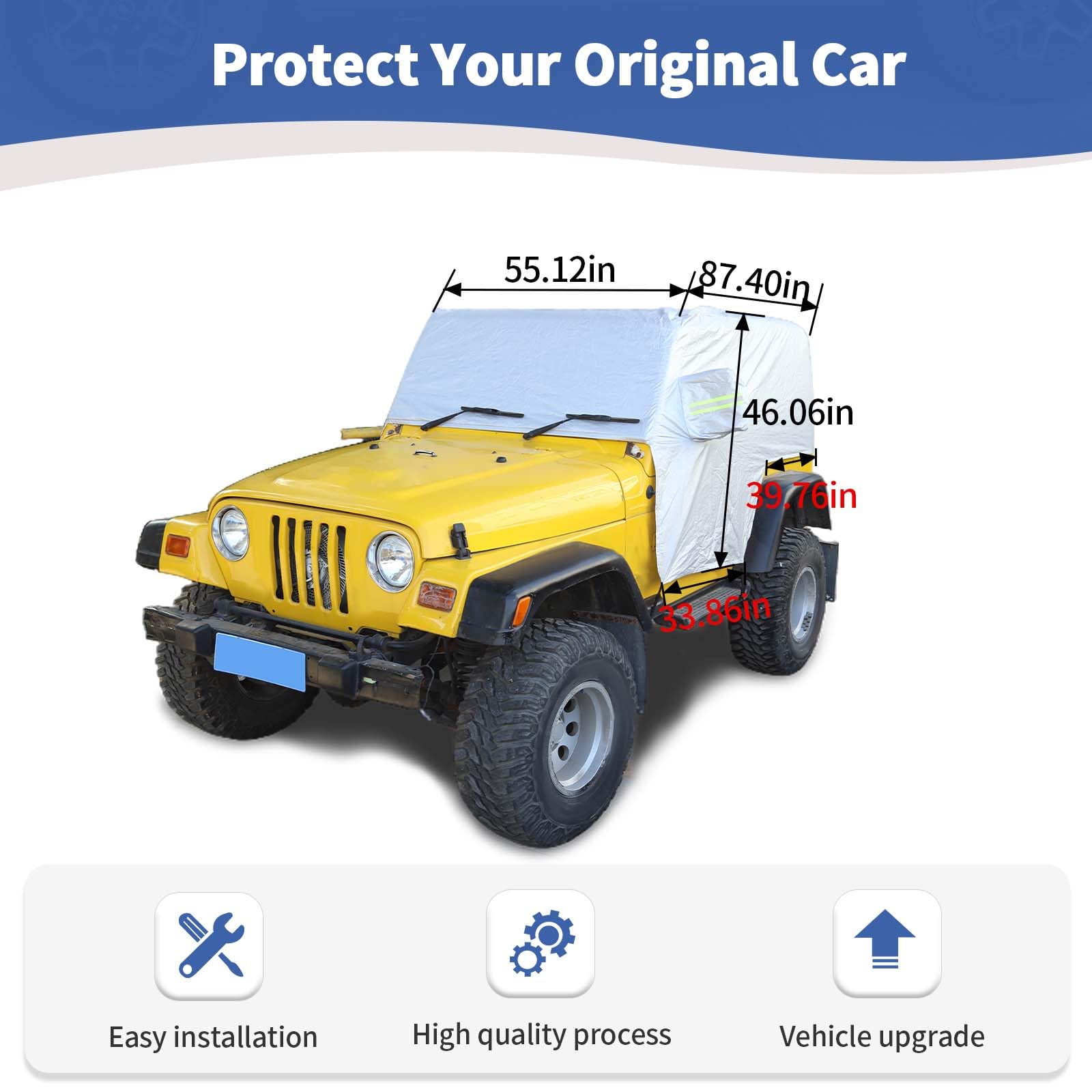 RT-TCZ Waterproof Car Cover for Jeep Wrangler TJ (1997-2006) 2 Door - All-Weather Protection for Outdoor, Indoor & Travel Use