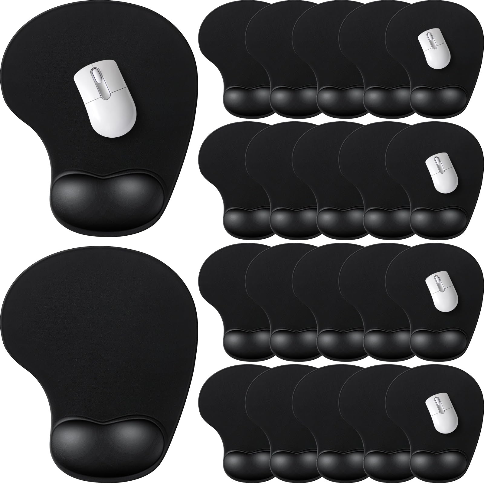 24-Pack Ergonomic Mouse Pad with Wrist Support - Non-Slip Silicone Base for Office, Gaming & Travel - Black Computer Mouse Mat for Home, Laptop & Workspace Accessories - Perfect for Long Hours of Comfortable Typing and Gaming Sessions