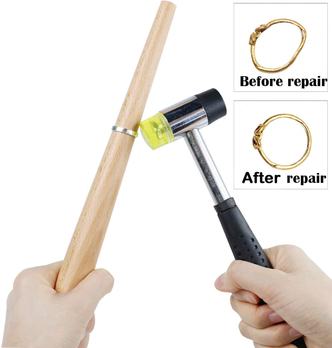 Utoolmart Professional Metal Ring Sizer Mandrel - Jewelry Making Tool with Hammer Set for Accurate Ring & Bracelet Sizing - Perfect for Jewelers, DIY Crafts, and Jewelry Repair Workshops