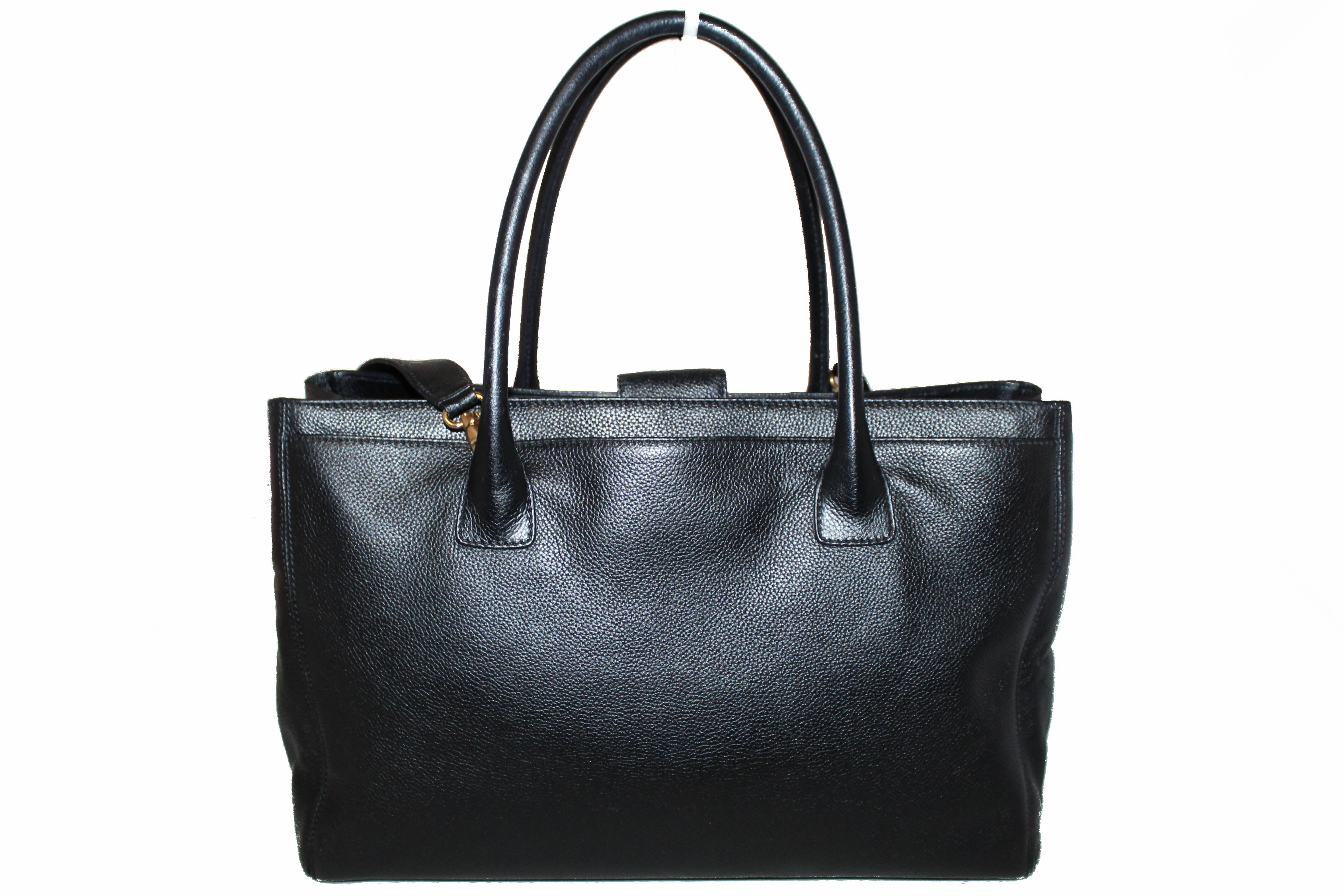 Authentic Chanel Black Caviar Leather Cerf Tote Shoulder Bag for Women - Luxury Designer Handbag for Work, Travel & Everyday Use