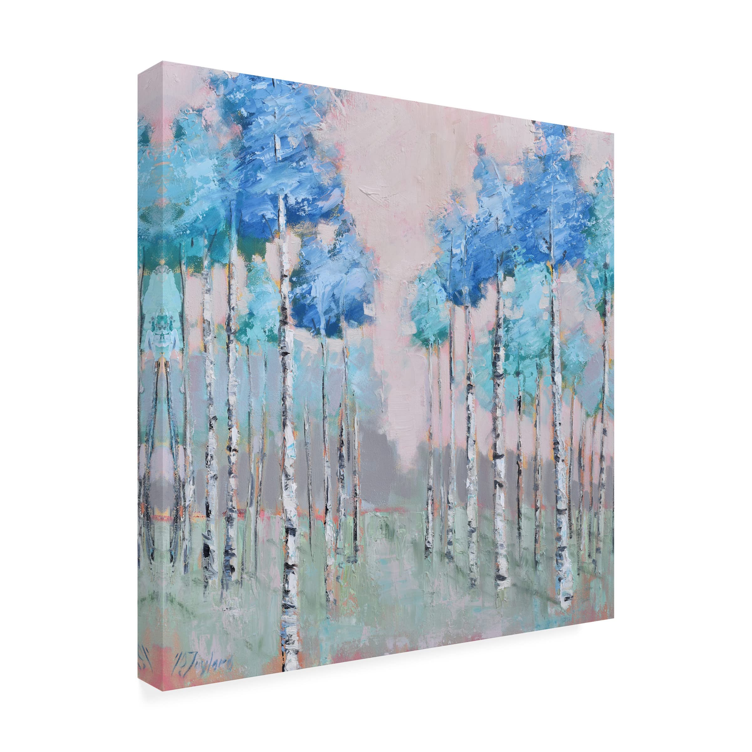 Jennifer Stottle Taylor 'Summer Aspen' 35x35 Canvas Wall Art - Modern Landscape Painting for Living Room, Bedroom & Office Decor
