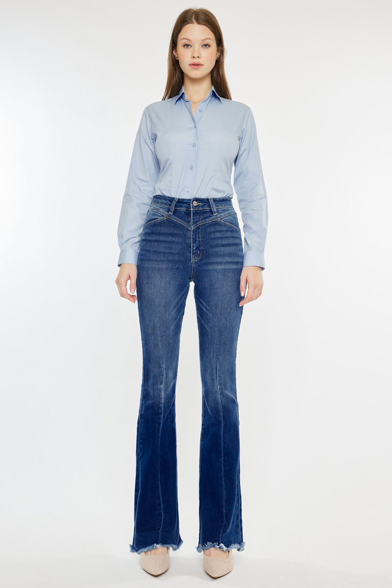 Stylish Ashton High Rise Flare Jeans for Women - Vintage 70s Inspired Denim Pants - Perfect for Casual Outfits, Date Nights & Music Festivals