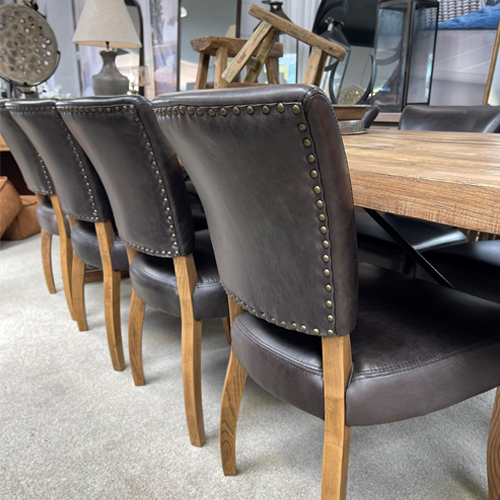 Premium Brixham Leather Dining Chair - Genuine Aged Leather for Elegant Home & Restaurant Decor - Perfect for Dining Rooms, Kitchens & Office Spaces