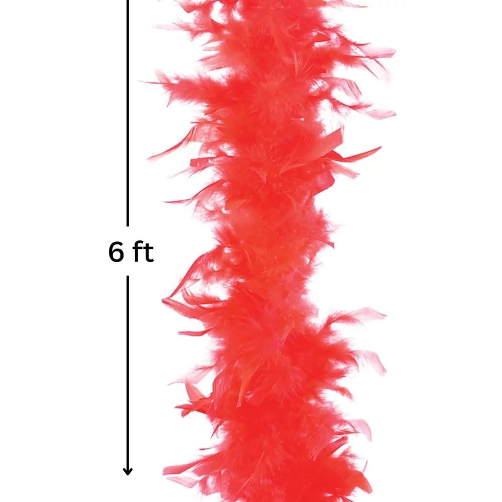 Rhode Island Novelty 6 Feet 60 Grams Red Feather Boa Scarf - Perfect for Costume Parties, Halloween, Burlesque Shows & Theatrical Performances