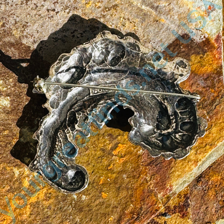 Baroque Style Heavy Sterling Silver Brooch Pin - Vintage Elegant Jewelry for Women, Perfect for Weddings, Parties & Special Occasions