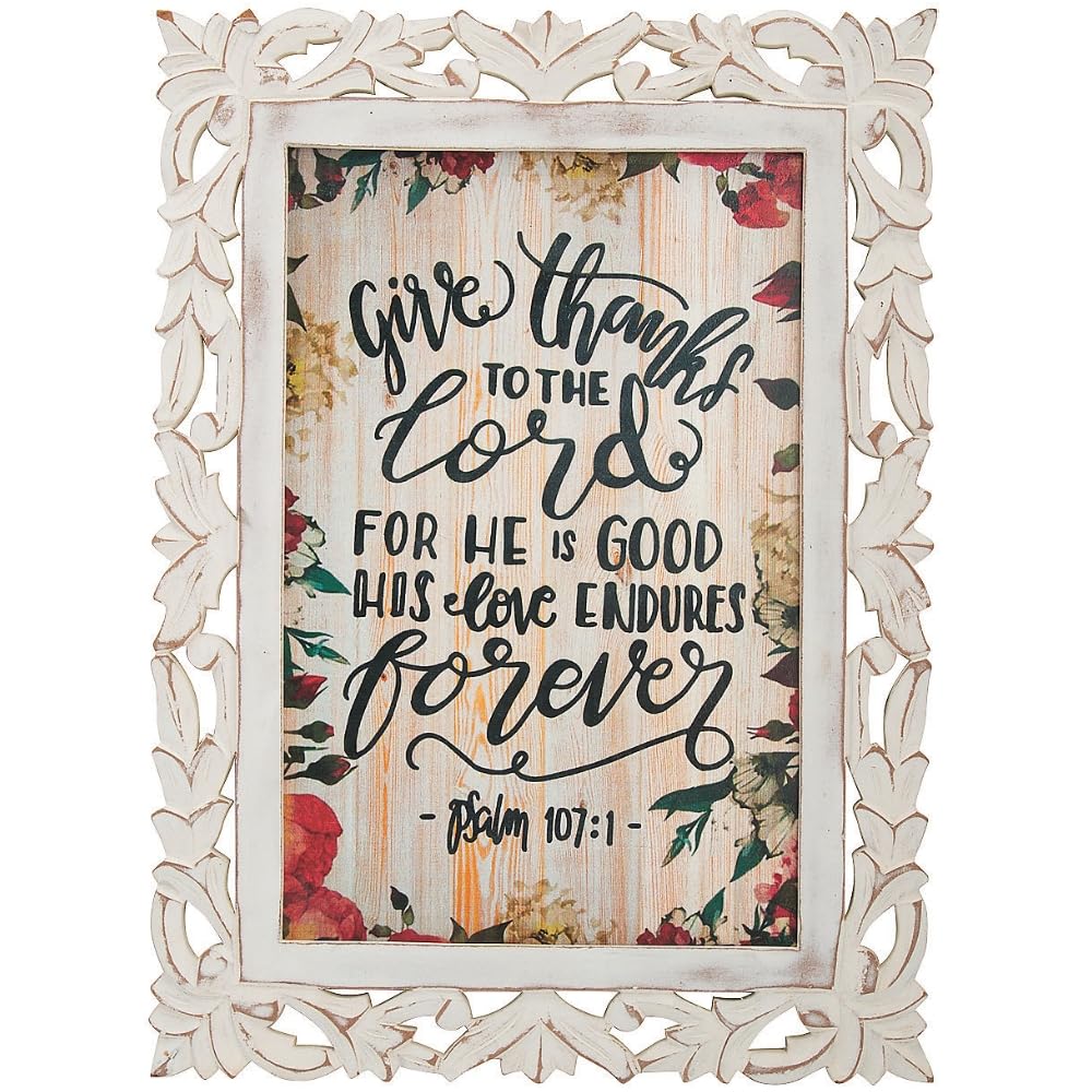 Fun Express Give Thanks to The Lord Sign - Inspirational Christian Home Decor Wall Hanging - 1 Piece - Perfect for Thanksgiving, Church Events & Faithful Home Decorations
