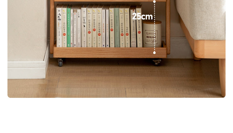 Oak Solid Wood Mobile Storage Rack Cart - Ultra Narrow Space-Saving Organizer for Kitchen, Bathroom, or Office Use