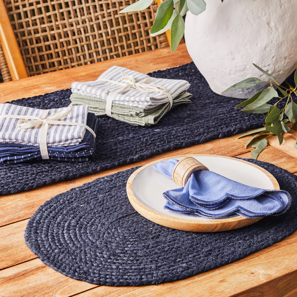 Premium Katerina Tea Towels Set of 3 - 50x70cm Navy Blue Cotton Kitchen Towels for Drying Dishes & Hands | Perfect for Kitchen, Dining, and Gift Giving | Ships Late July