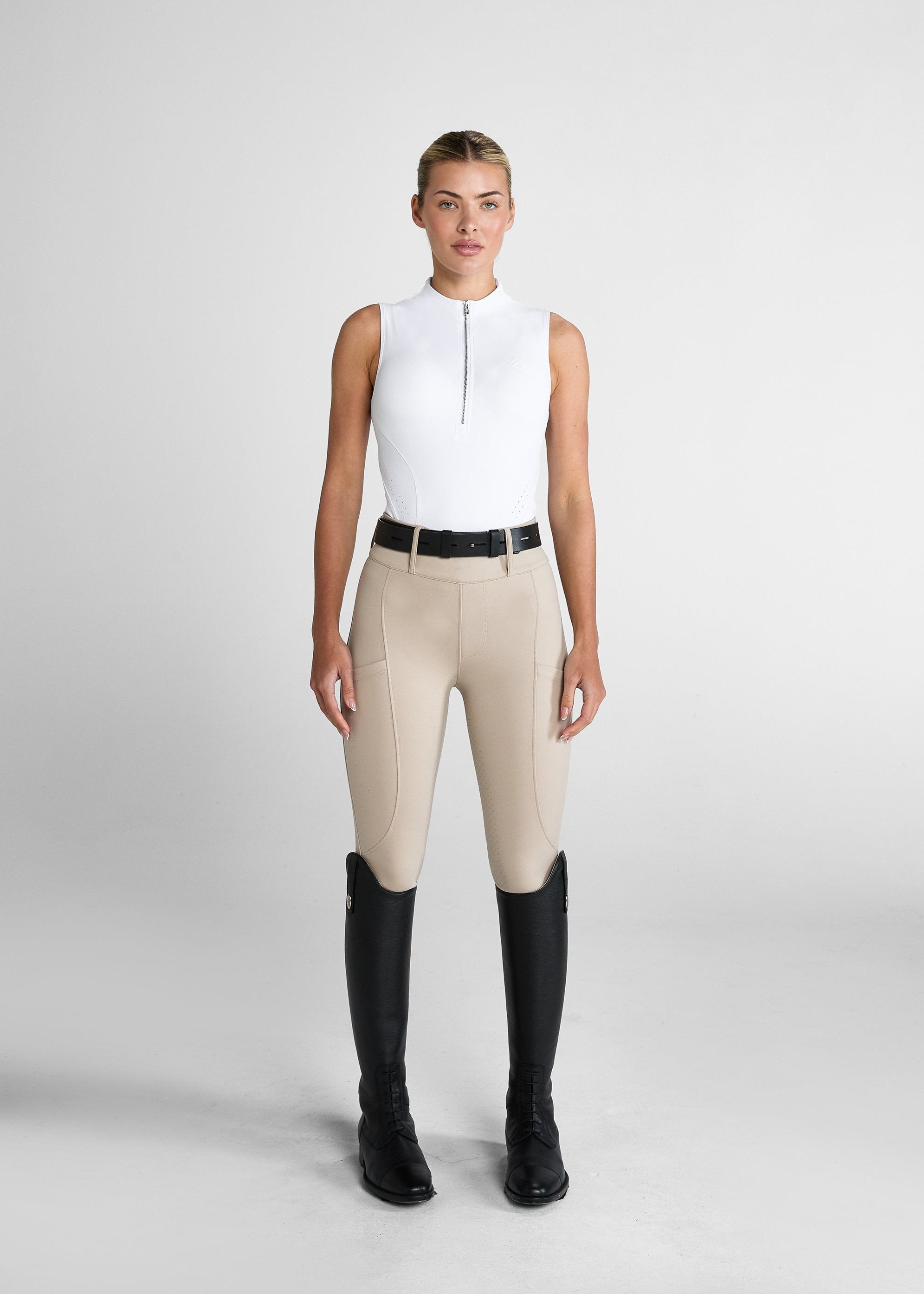 White Sleeveless Base Layer Top for Women - Moisture Wicking Thermal Undershirt for Workouts, Yoga & Cold Weather Layering