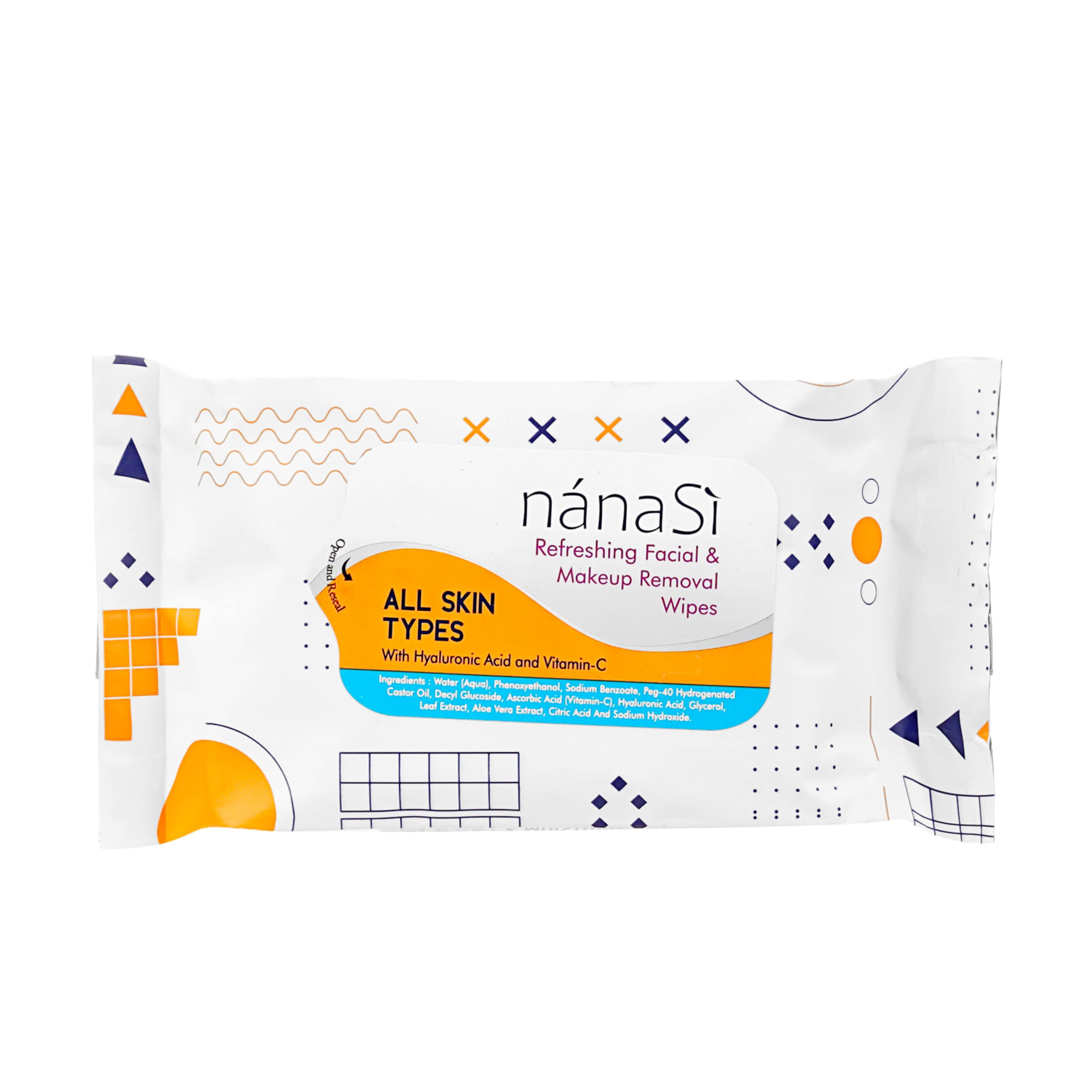 Nanasi Facial Tissue | Refreshing Wet Wipes for Men & Women | 25 Count Travel Size Pack | Orange Scent | 20cm x 50cm | Pack of 2 | Perfect for Gym, Travel & On-the-Go Freshness
