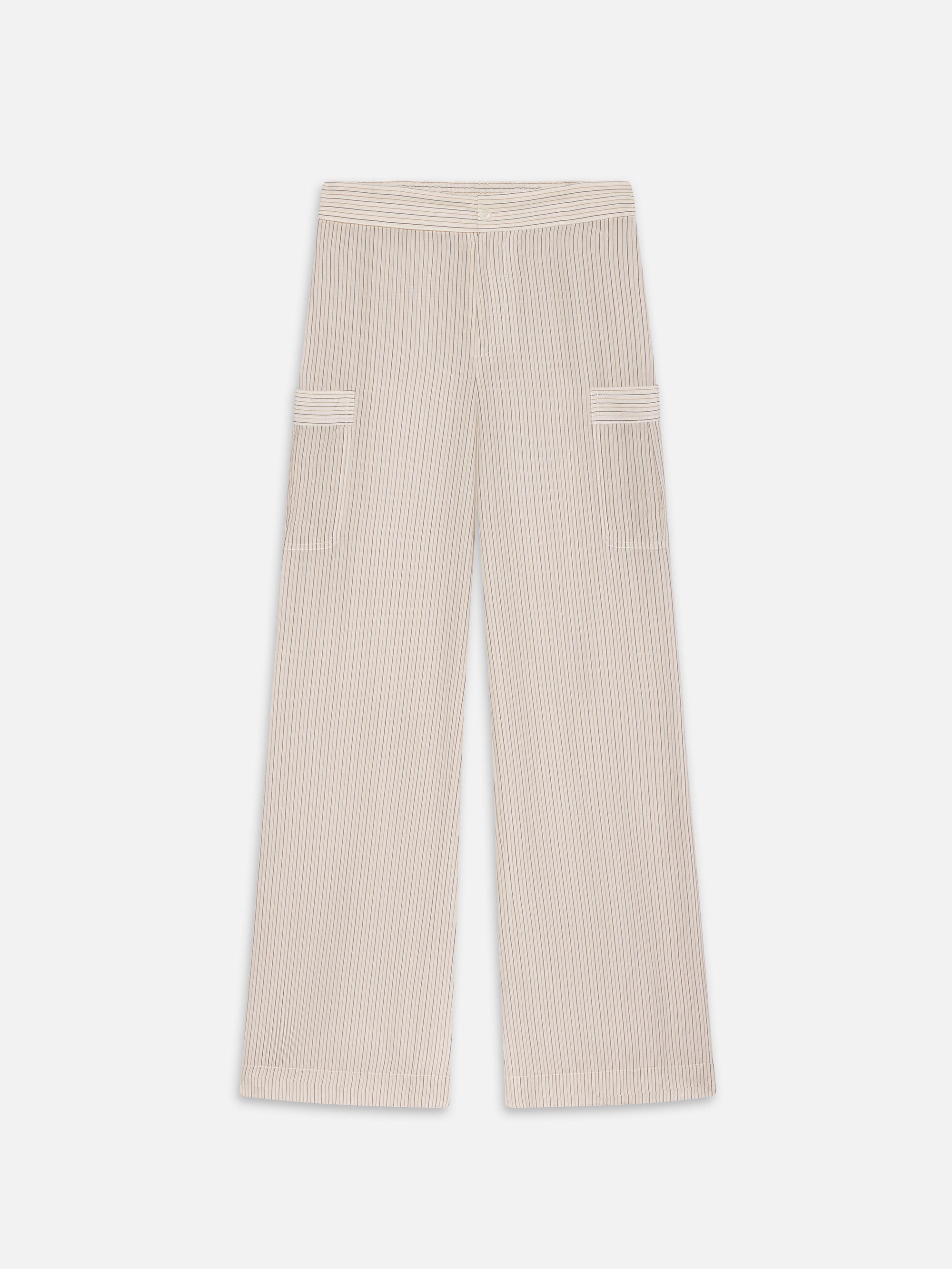 Premium Stripe Utility Pants for Men - Comfortable Cream Multi-Pocket Cargo Pants | Perfect for Outdoor Hiking, Workwear & Casual Street Style