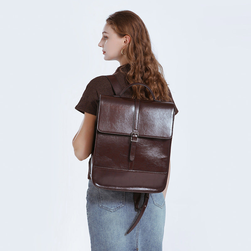 Premium Genuine Leather Backpack for Men & Women - Durable & Stylish Laptop Bag for Work, Travel & School - Water-Resistant & Spacious Design