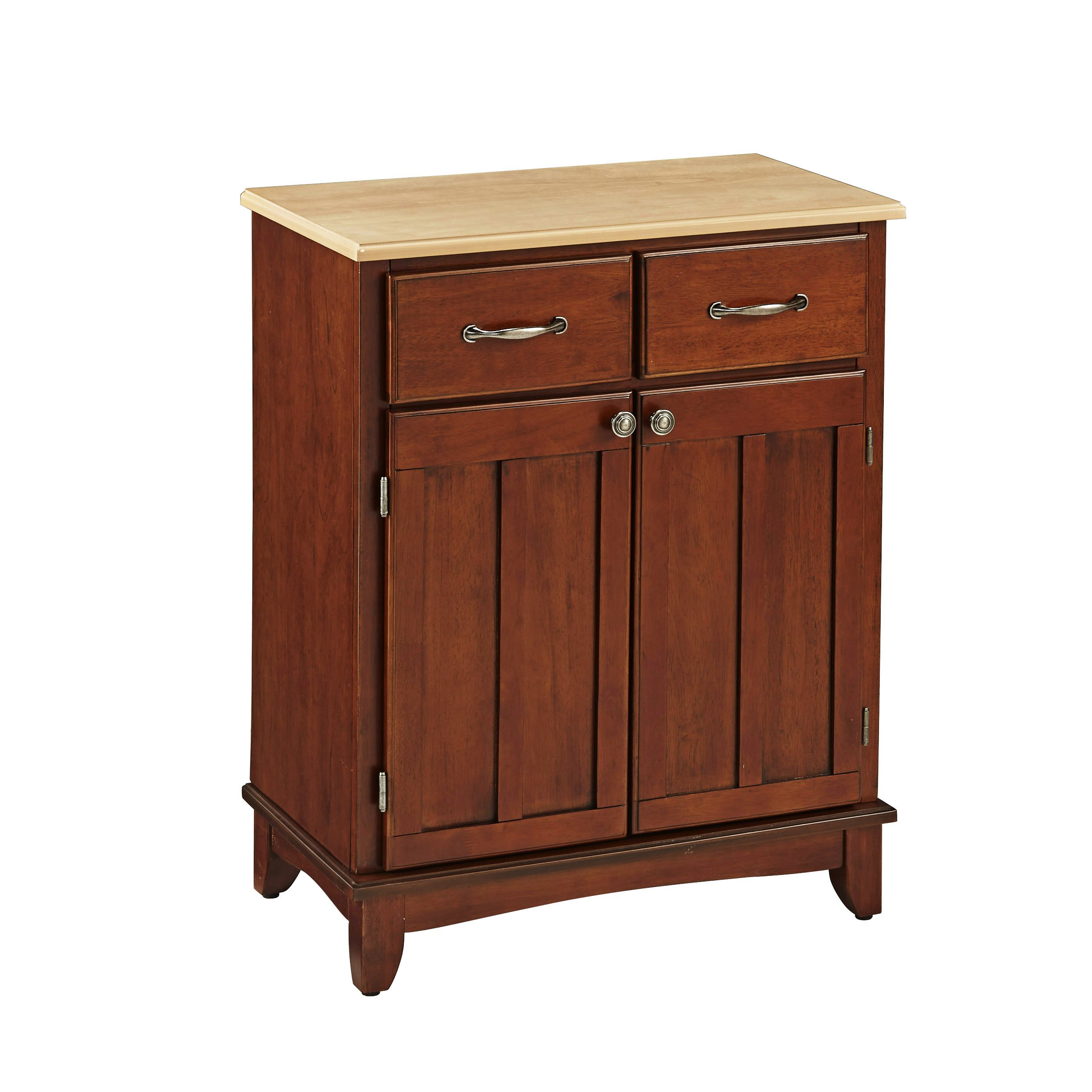 Home Styles Cherry Wood Buffet Table - Medium Size with Natural Wood Top for Dining Room, Kitchen, or Entryway Storage
