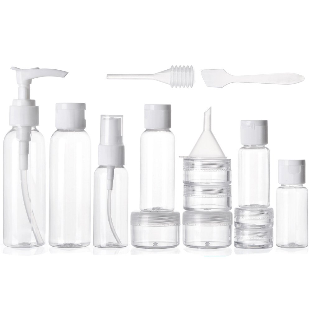 ALINK 16-Piece TSA Approved Travel Toiletry Bottles Set - Leakproof Clear Cosmetic Containers with Zipper Bag for Shampoo, Lotion & Makeup | Perfect for Air Travel, Gym & Vacation Essentials