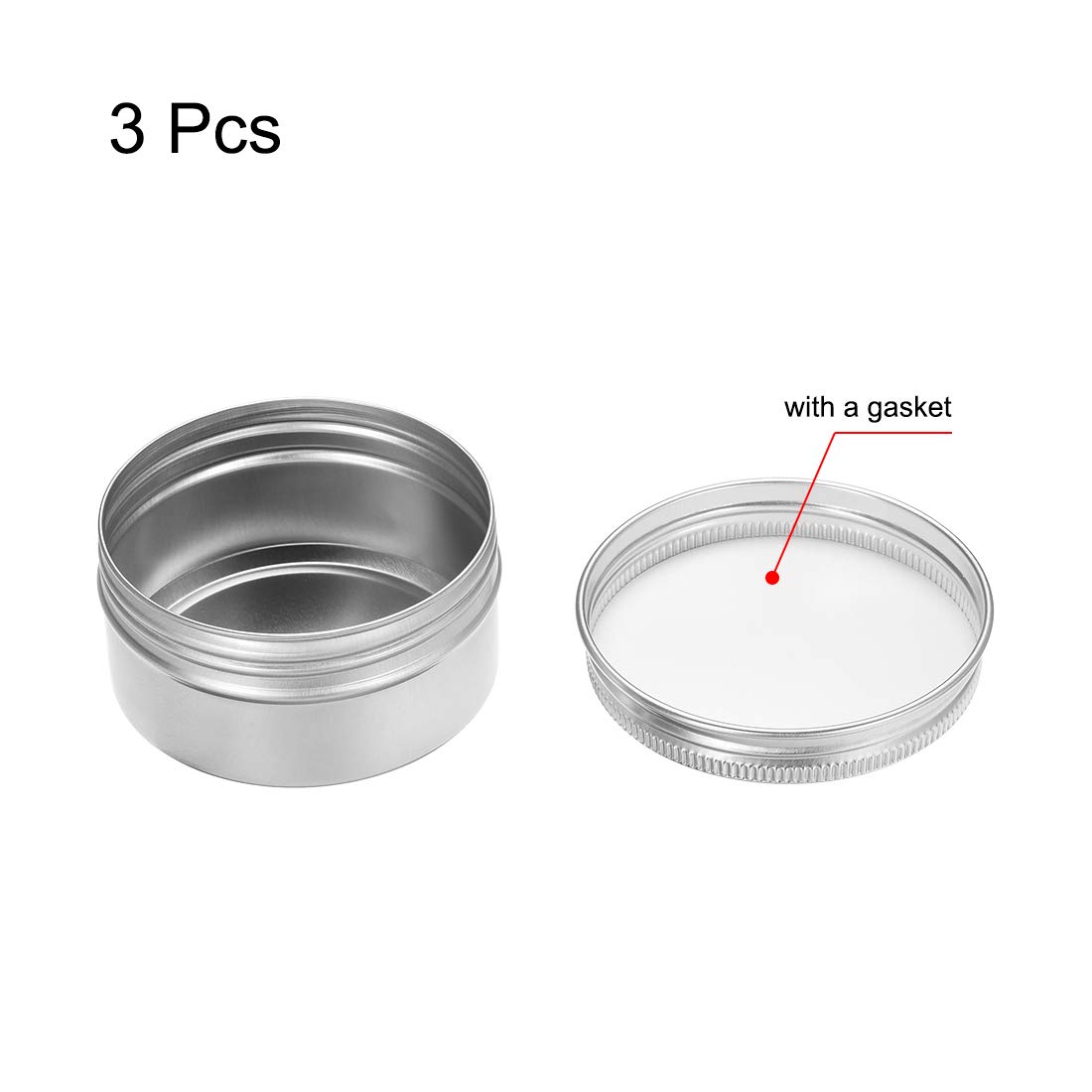 uxcell 3 Pack 2.7 oz Round Aluminum Tin Cans with Screw Top Metal Lids - 80ml Airtight Containers for DIY Crafts, Candle Making, Storage & Organizing - Perfect for Home, Office & Workshop Use