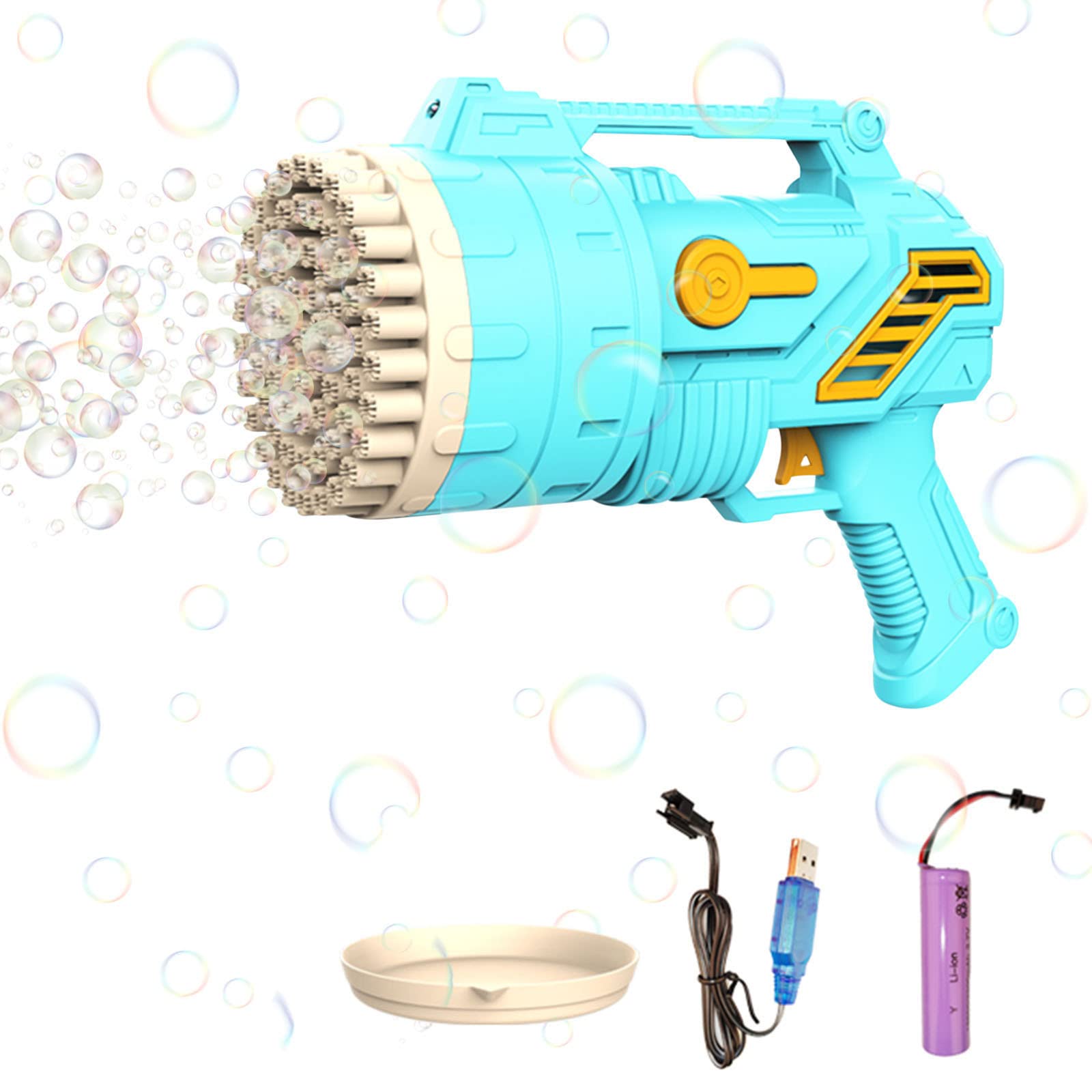 Birdeem 69-Hole Electric Bubble Blower Machine with LED Lights - Automatic Bubble Blaster Toy for Kids, Summer Outdoor & Indoor Party Favors (Blue) - Perfect for Birthday Parties, Backyard Play, and Park Adventures