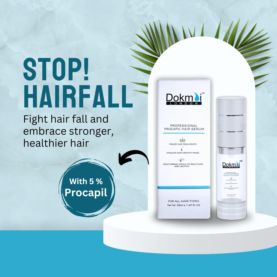 Dokmai London Procapil Hair Growth Serum with Redensyl, Anagain, Baicapil, Caffeine & Biotin - Plant Keratin & Rice Water Formula for Thicker Hair - 50ml for Men & Women - Perfect for Thinning Hair & Hair Loss Treatment at Home
