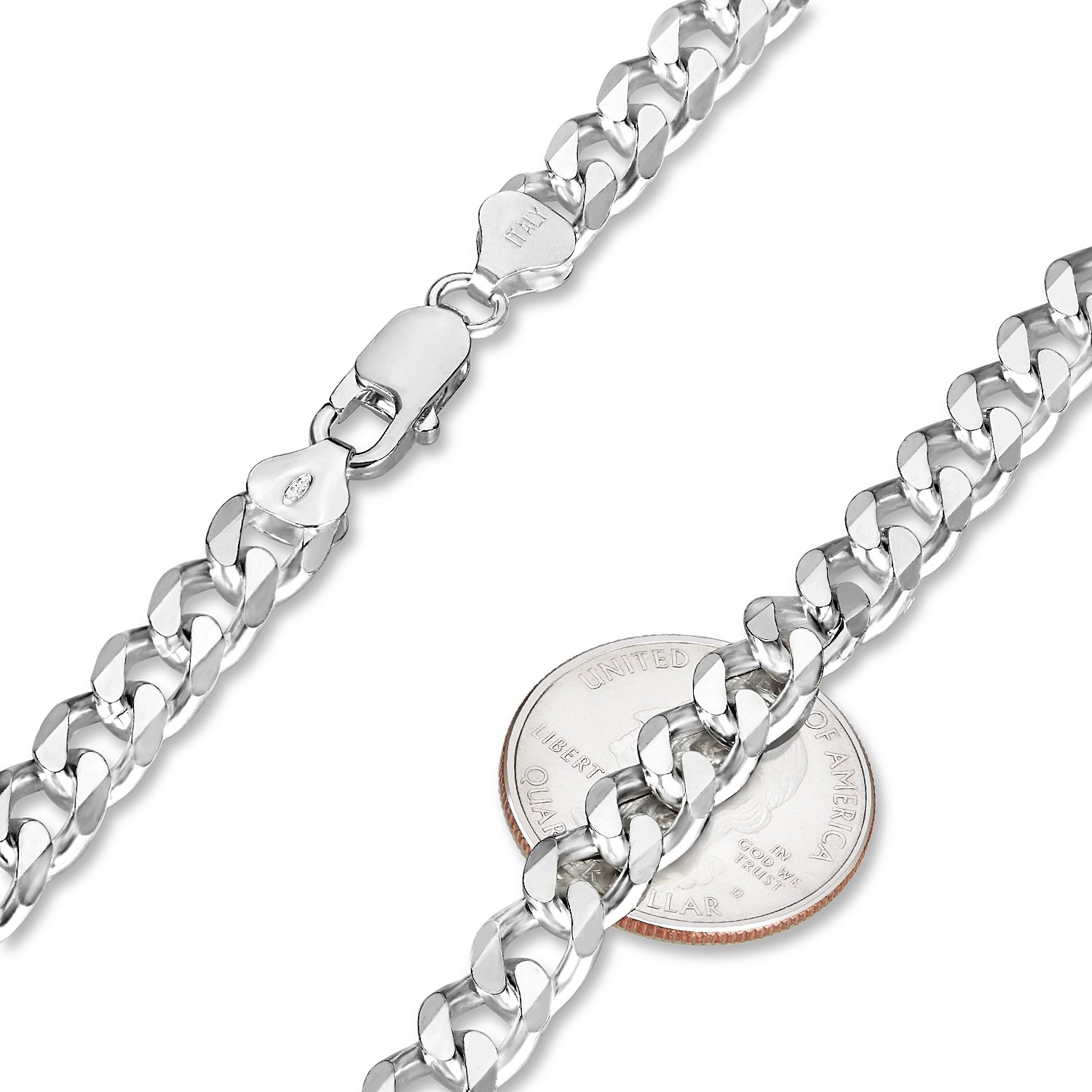 8.5mm Solid .925 Sterling Silver Beveled Curb Chain Necklace for Women - Durable & Hypoallergenic Jewelry for Everyday Wear, Gifts & Special Occasions