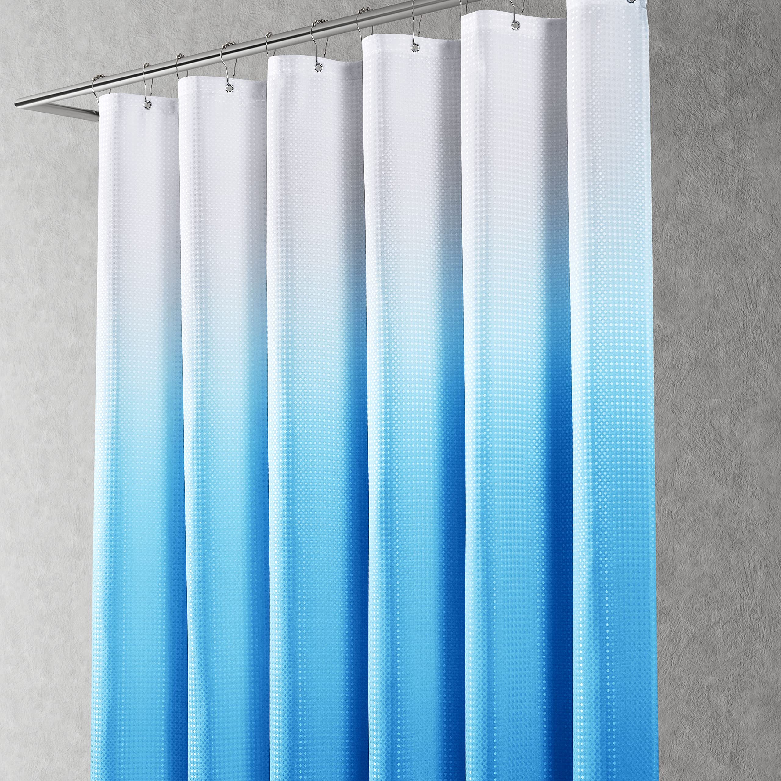 Teal Ombre Coastal Shower Curtain Set - Waterproof Bathroom Decor with Beach Mermaid Design for Kids, Girls & Teens - Includes Hooks - Perfect for Summer Beach Themed Bathrooms & Coastal Home Decor