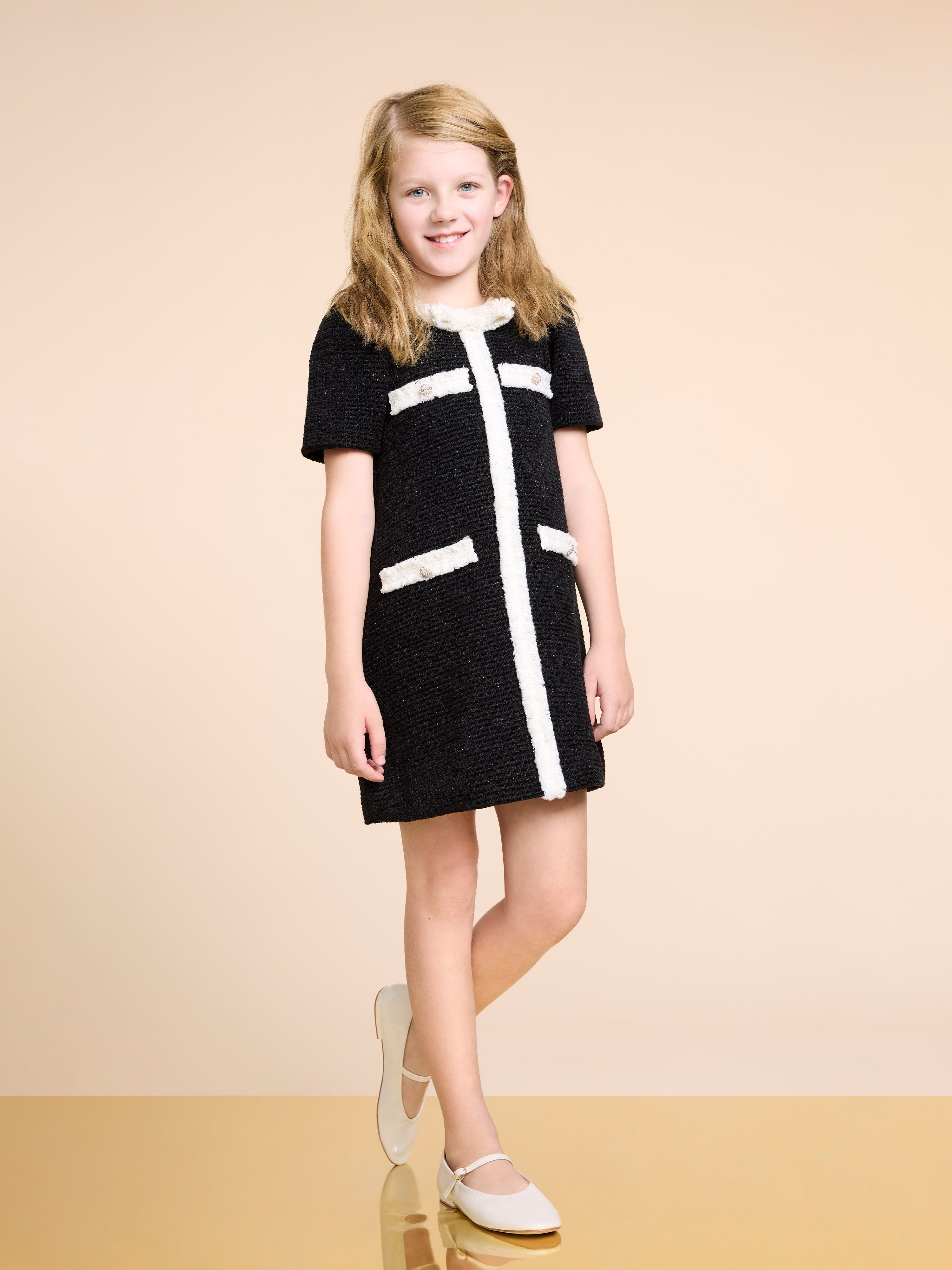 BCBG Girls Black Tweed Dress - Elegant & Stylish for School, Parties & Special Occasions