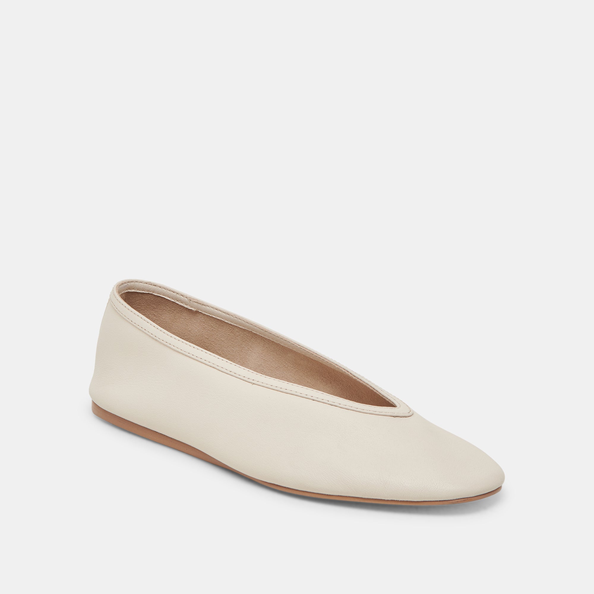 BRAIDY Ballet Flats for Women - Ivory Leather Comfortable Slip-On Shoes for Work, Travel & Casual Wear
