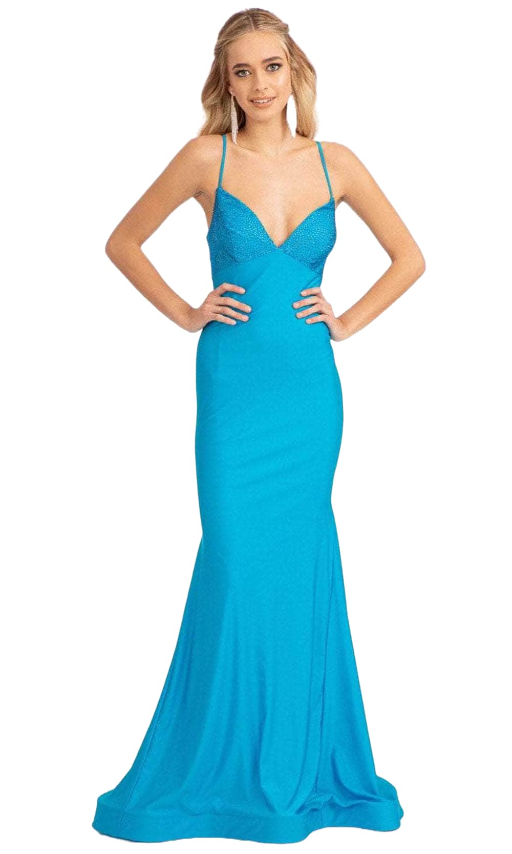 Elizabeth K GL3035 Turquoise Lace-Up Back Mermaid Prom Dress - Elegant Formal Gown for Homecoming, Quinceañera & Special Occasions