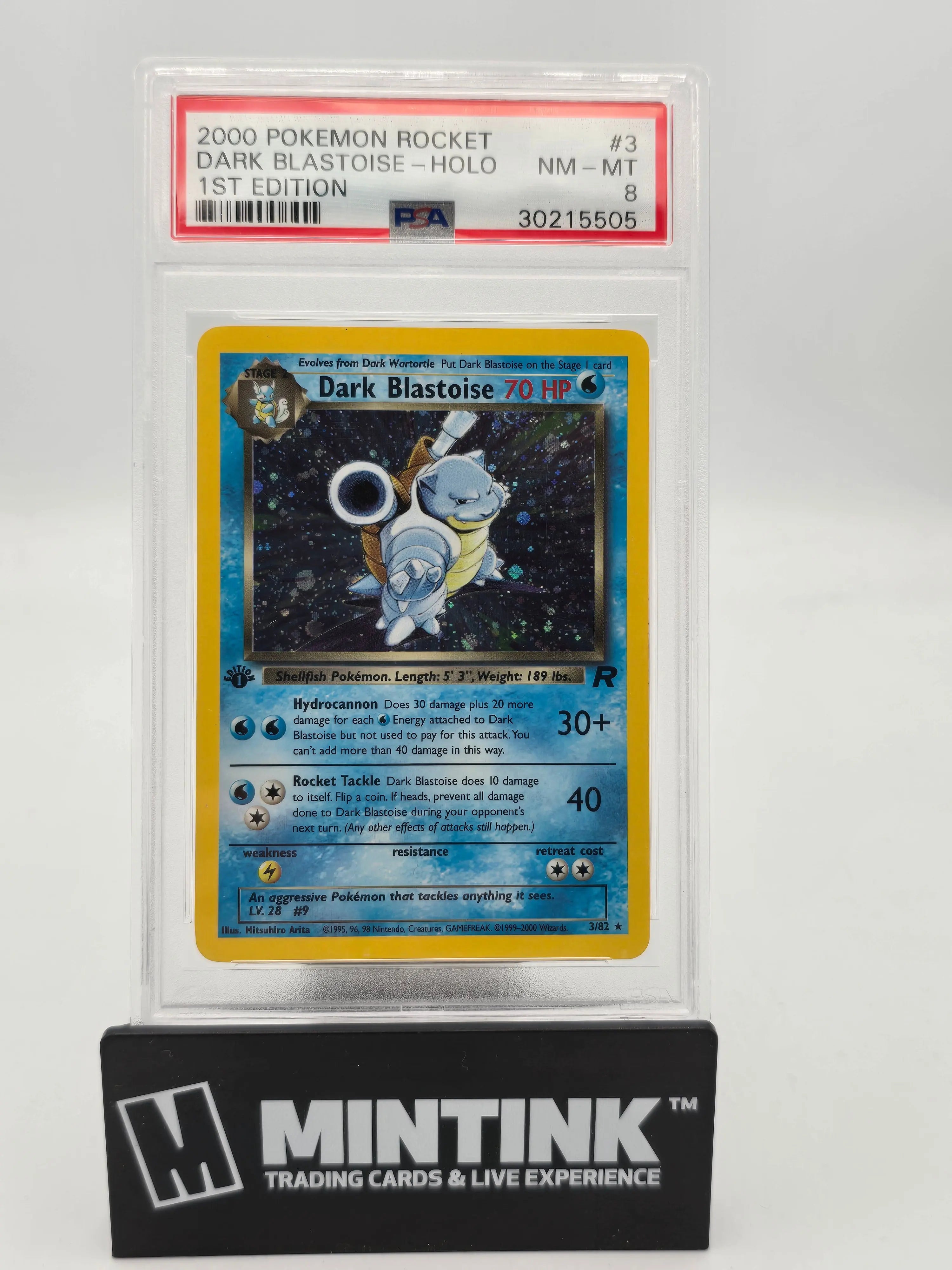 2000 Pokemon Rocket Dark Blastoise 1st Edition Holo PSA 8 #3 - Rare Trading Card for Collectors & Players - Perfect for Gaming Battles & Display Collections