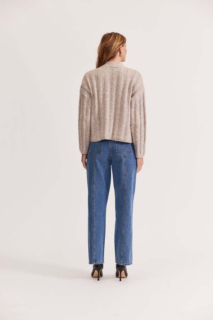 Stylish Maja Ribbed Jumper Sweater - Cozy Oat & Marle Color Knit Pullover for Women | Perfect for Fall Layering, Casual Outfits & Coffee Dates