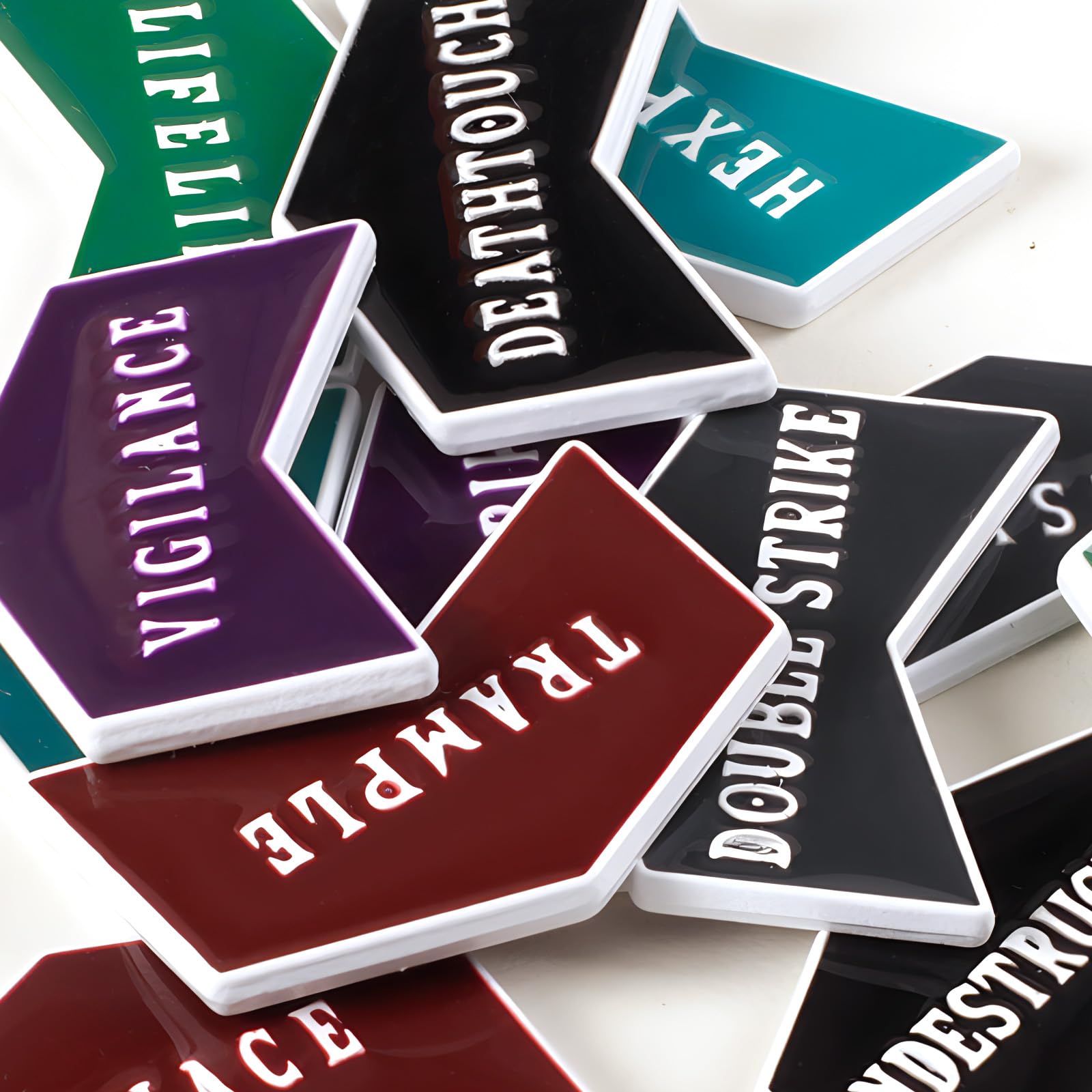 48-Piece Antique Metal MTG Keyword Counters Set - Double-Sided Magic Gathering Tokens with Velvet Drawstring Pouch | Compatible with Magic: The Gathering | Perfect for Game Nights & Tournaments