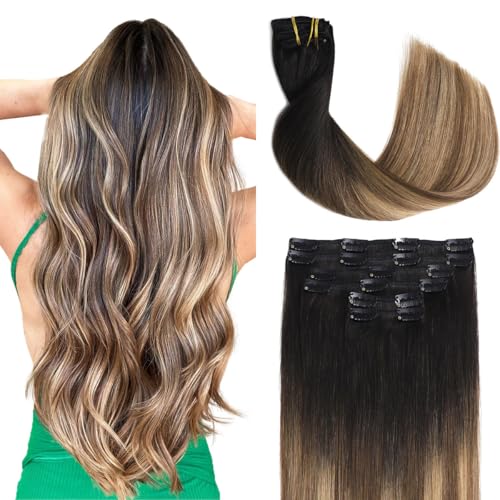 #1B/4/27 Black to Brown with Caramel Blonde