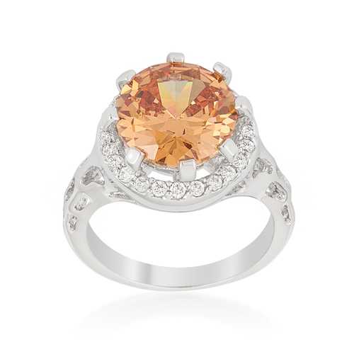 Elegant Champagne Organic Cocktail Ring for Women - Vintage Gold Statement Jewelry for Parties, Weddings & Special Occasions