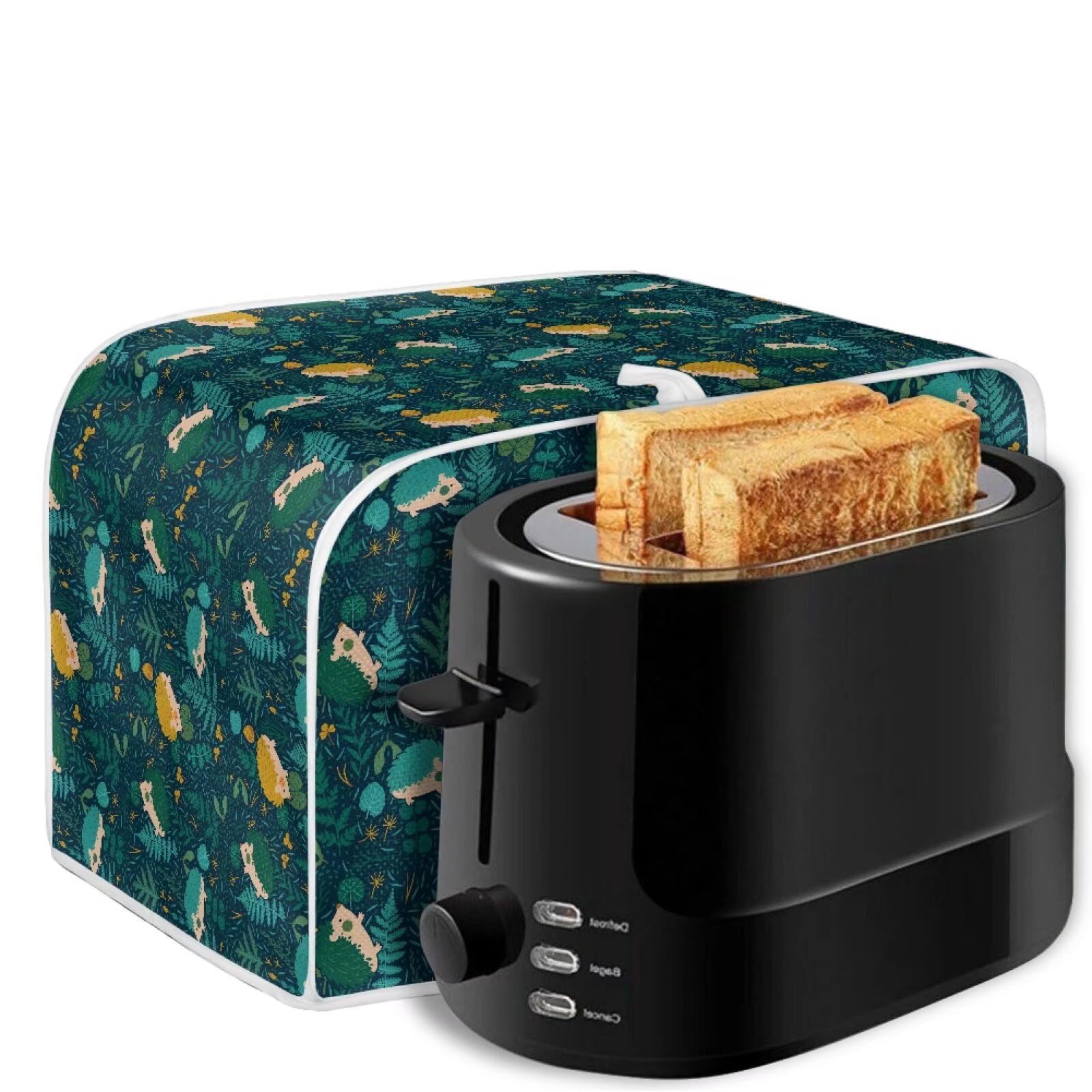 Flowers Hedgehog Printed 4-Slice Toaster Cover - Dustproof Kitchen Appliance Protector for Standard Toasters & Bread Makers | Perfect for Small Kitchen Decor & Countertop Organization
