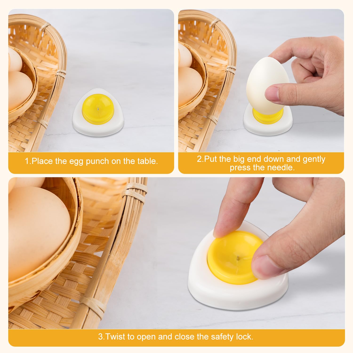 2-Pack Magnetic Egg Piercer for Hard Boiled & Raw Eggs - Stainless Steel Egg Hole Puncher with Needle Poker - Essential Kitchen Tool for Perfectly Peeled Eggs & Baking Prep