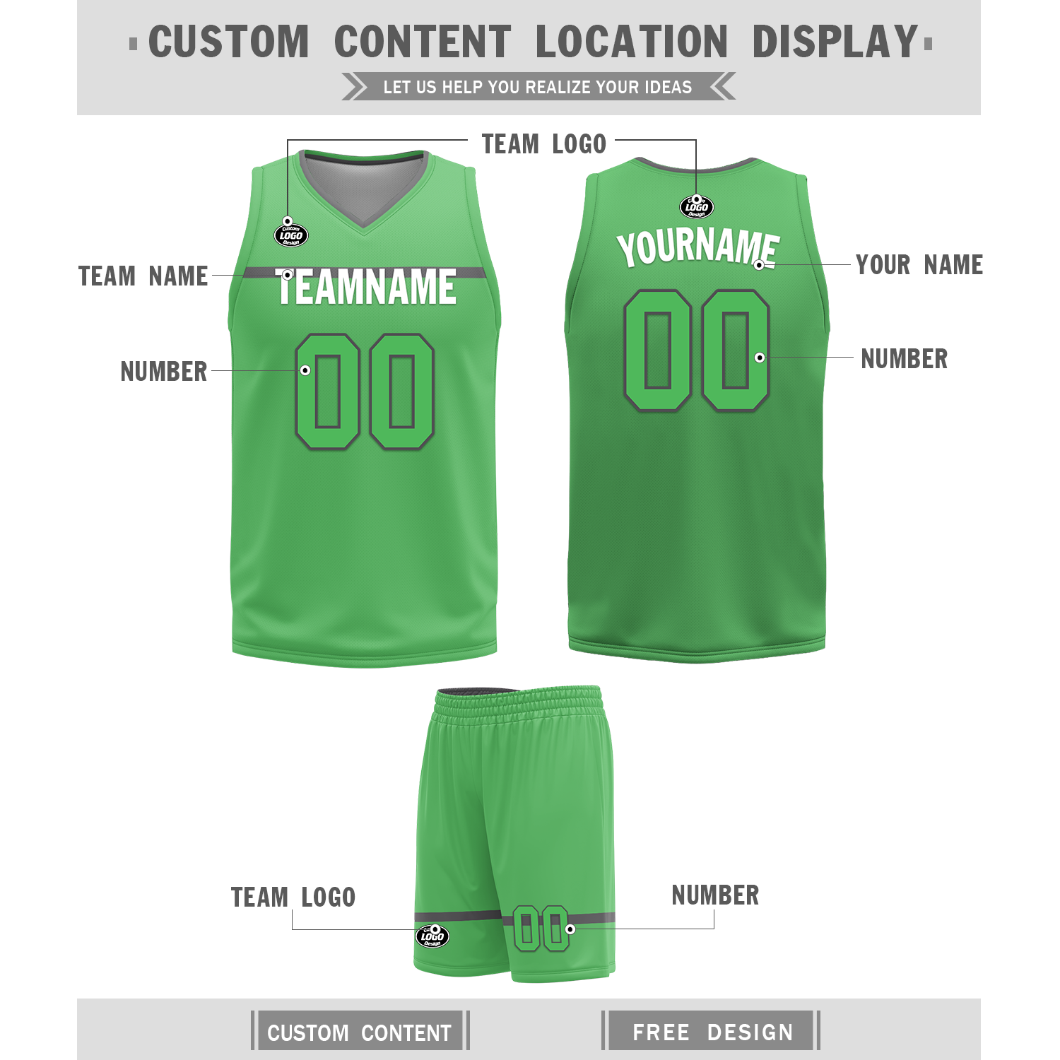 Custom Gray & Green Reversible Basketball Jersey - Personalized Classic Style Uniform for Men & Women | Perfect for Team Games, Training, and Fan Apparel (BBJR D017046)