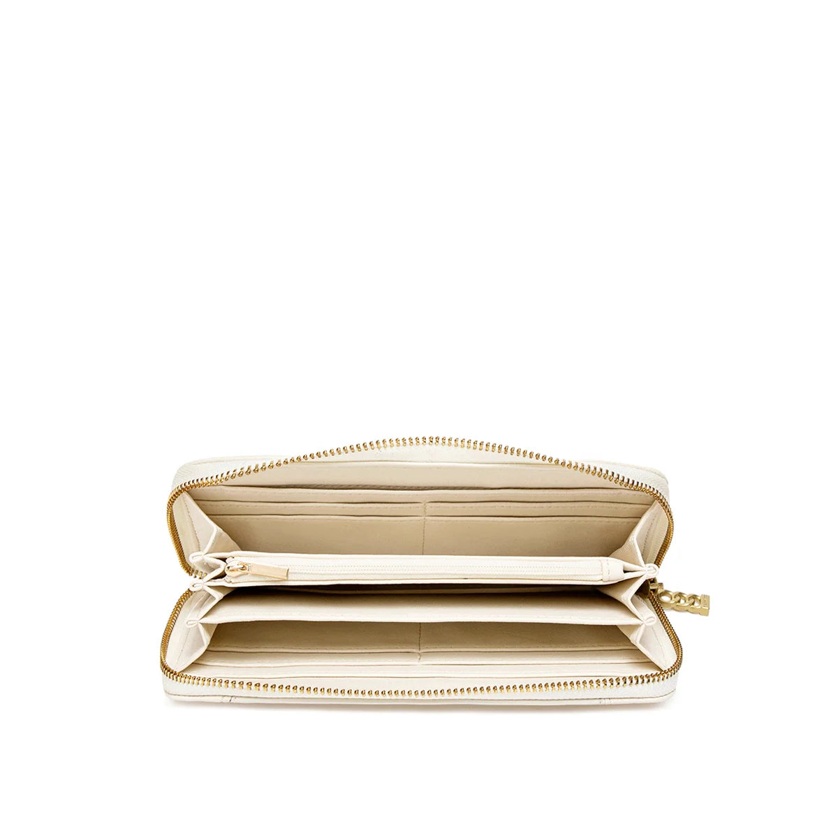 Mae Zip Wallet in Coconut Cream Pebbled Leather - Stylish & Secure Women's Wallet for Everyday Use, Travel, and Business