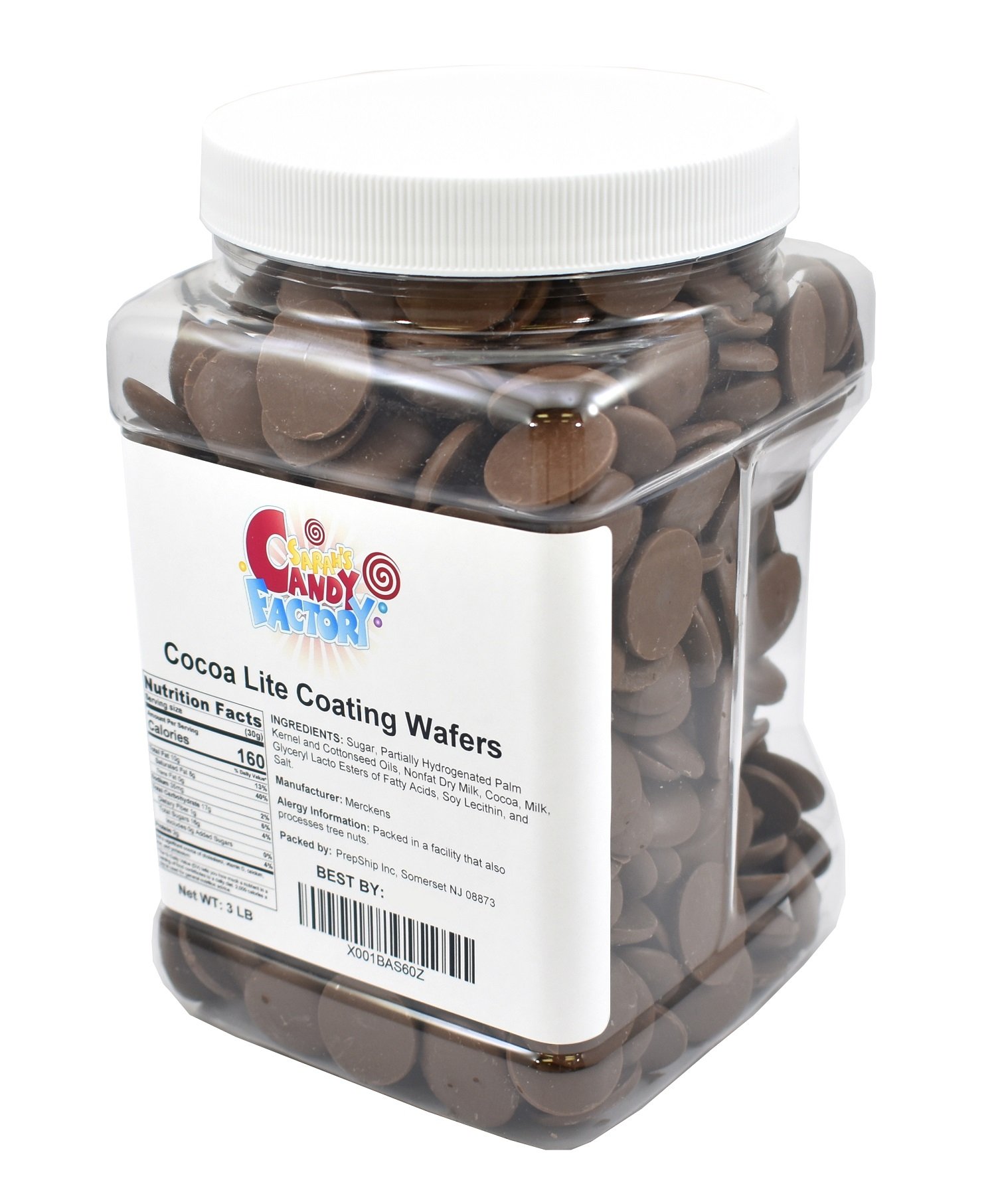 Sarah's Candy Factory - Milk Chocolate Coating Melting Wafers, Kosher & Gluten Free (3 Lbs Jar) - Perfect for Baking, Candy Making & Chocolate Dipping