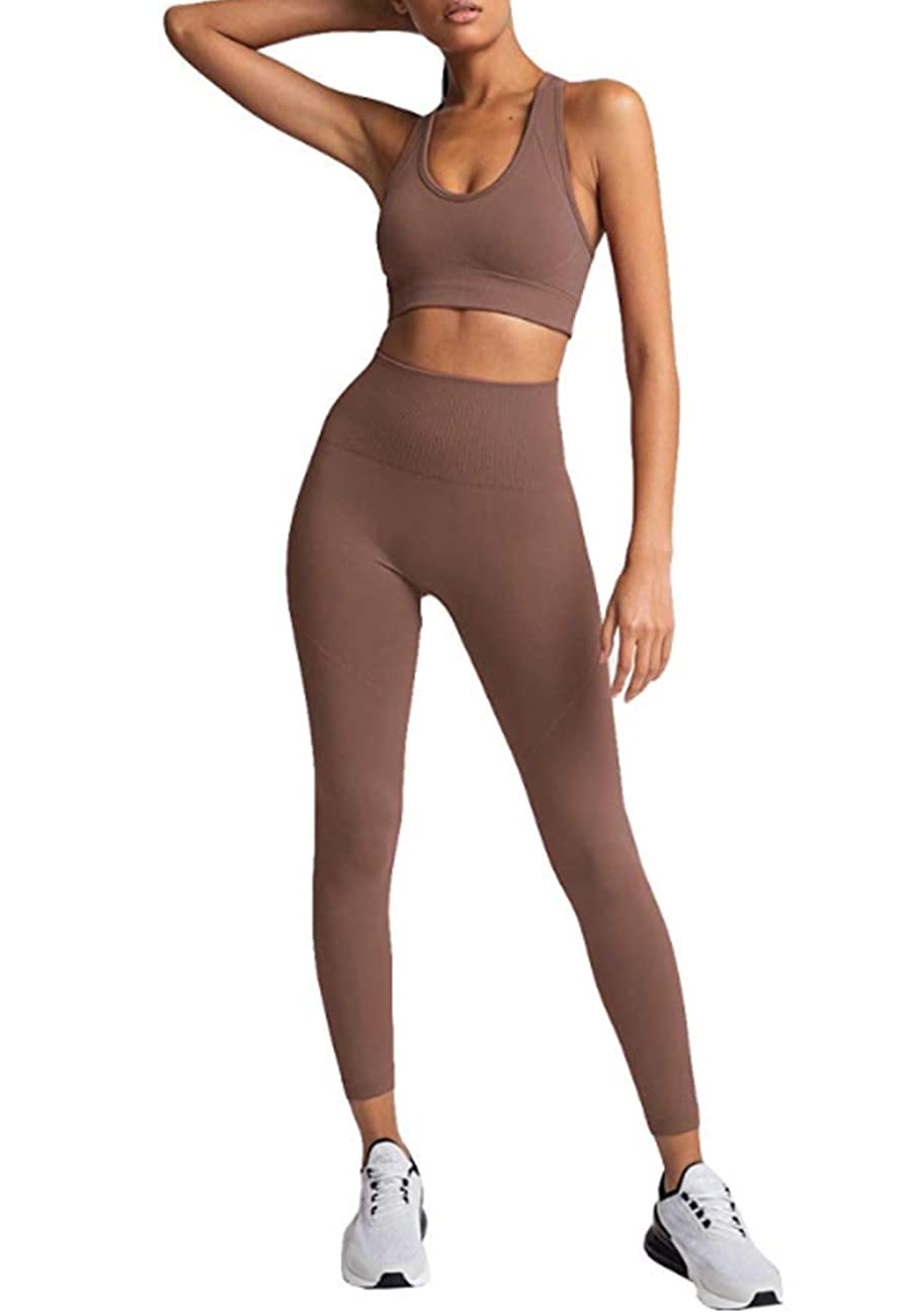 Women's 2-Piece Yoga Outfits - High Waisted Leggings & Sports Bra Set for Gym, Workout & Fitness | Comfortable Activewear for Yoga, Pilates & Running