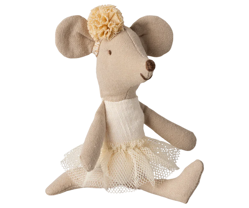 Maileg Ballerina Mouse Plush Toy - Little Sister in Off White | Adorable Collectible Gift for Kids, Nursery Decor & Playtime Companion