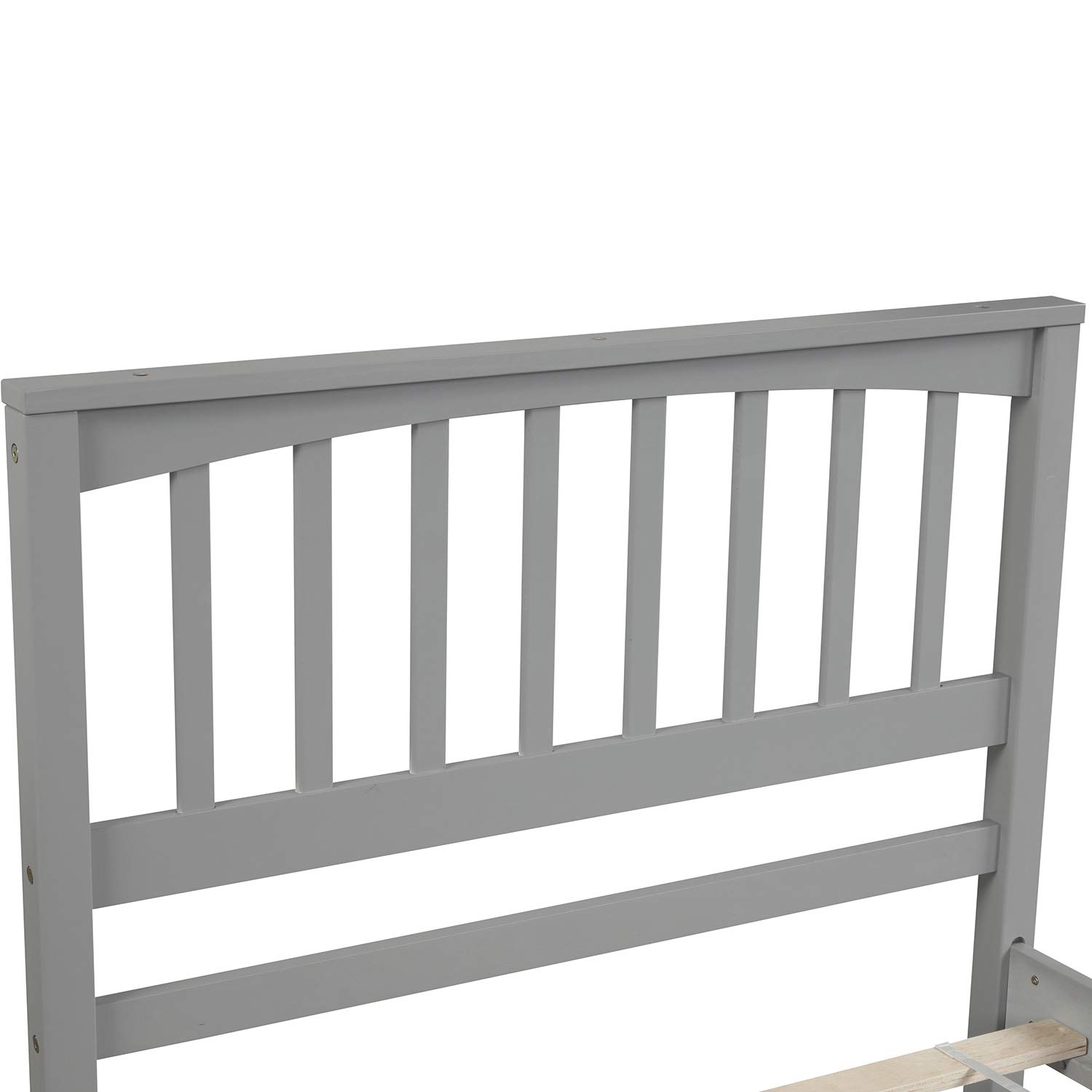 P PURLOVE Twin Size Solid Wood Platform Bed Frame with Headboard - No Box Spring Needed, Slat Support for Stability - Modern Gray Wooden Bed for Small Spaces & Guest Rooms