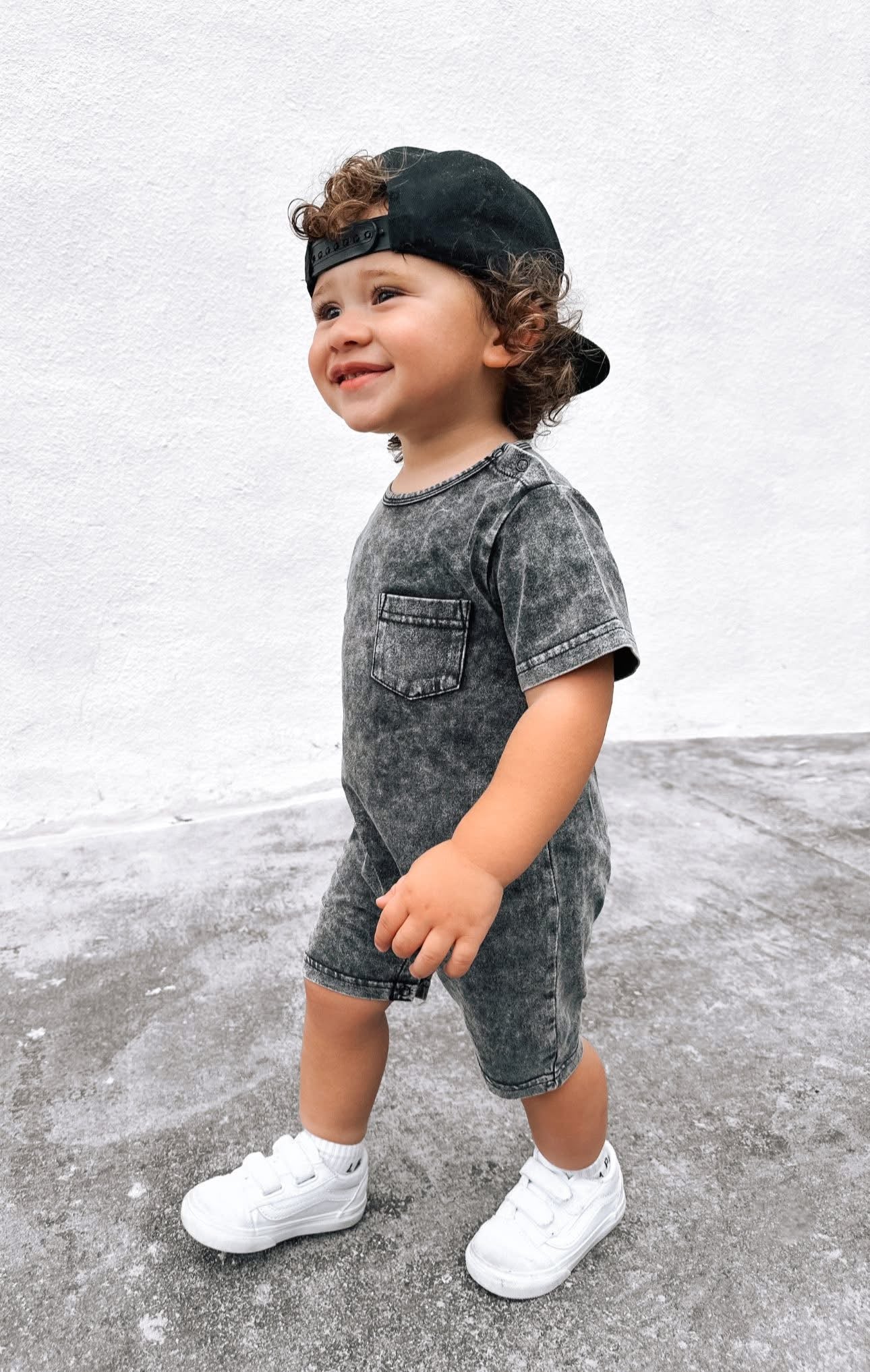 Acid Wash Shortie Romper for Women - Black Distressed Denim Jumpsuit | Casual Summer Outfit, Beachwear, Festival Fashion