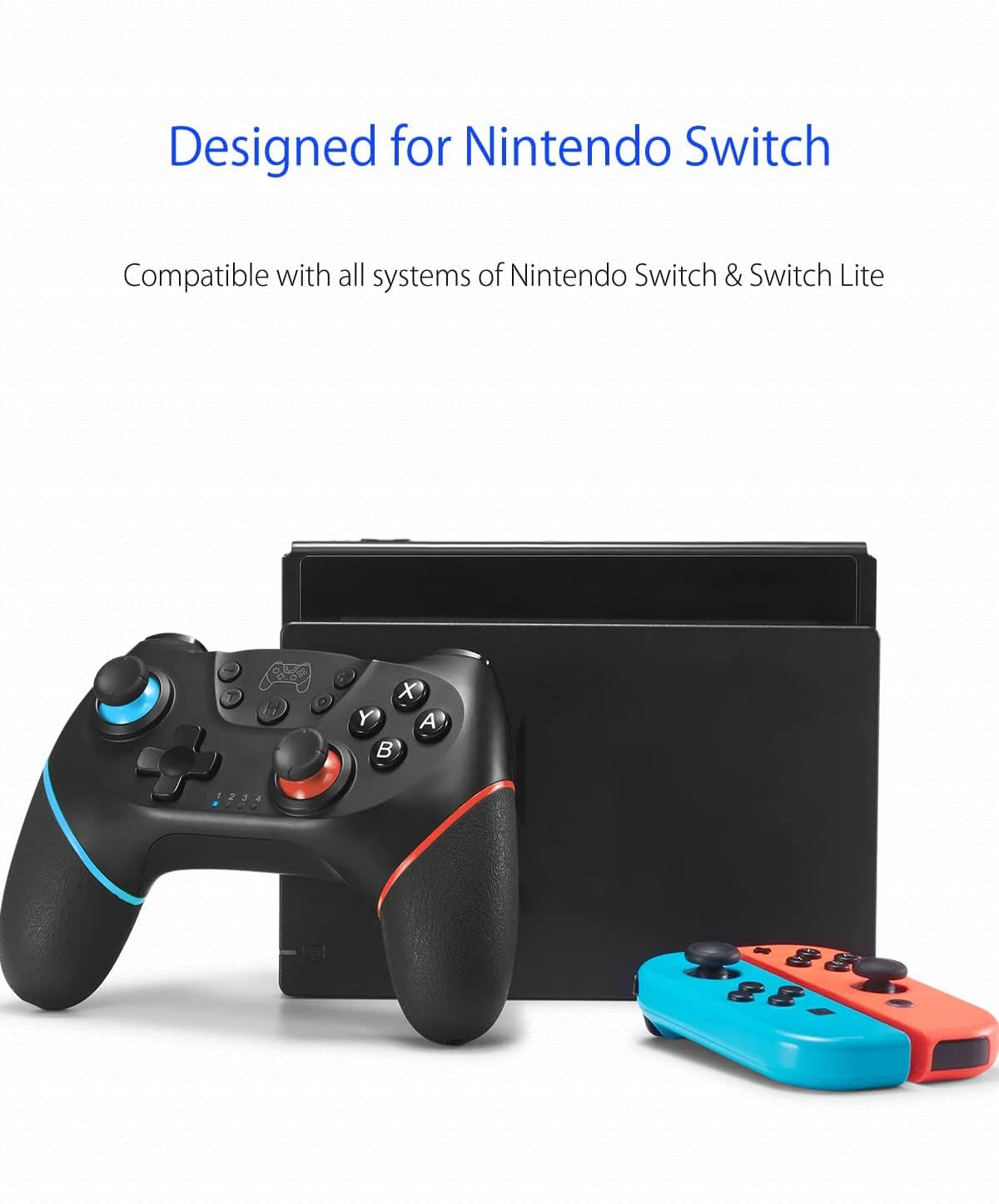 Lunriwis Wireless Pro Controller for Nintendo Switch/Switch Lite/Switch OLED - 6-Axis Gyroscope, Turbo Function, Screenshot Button & Alarm Clock | Perfect for Gaming, Travel & Family Entertainment