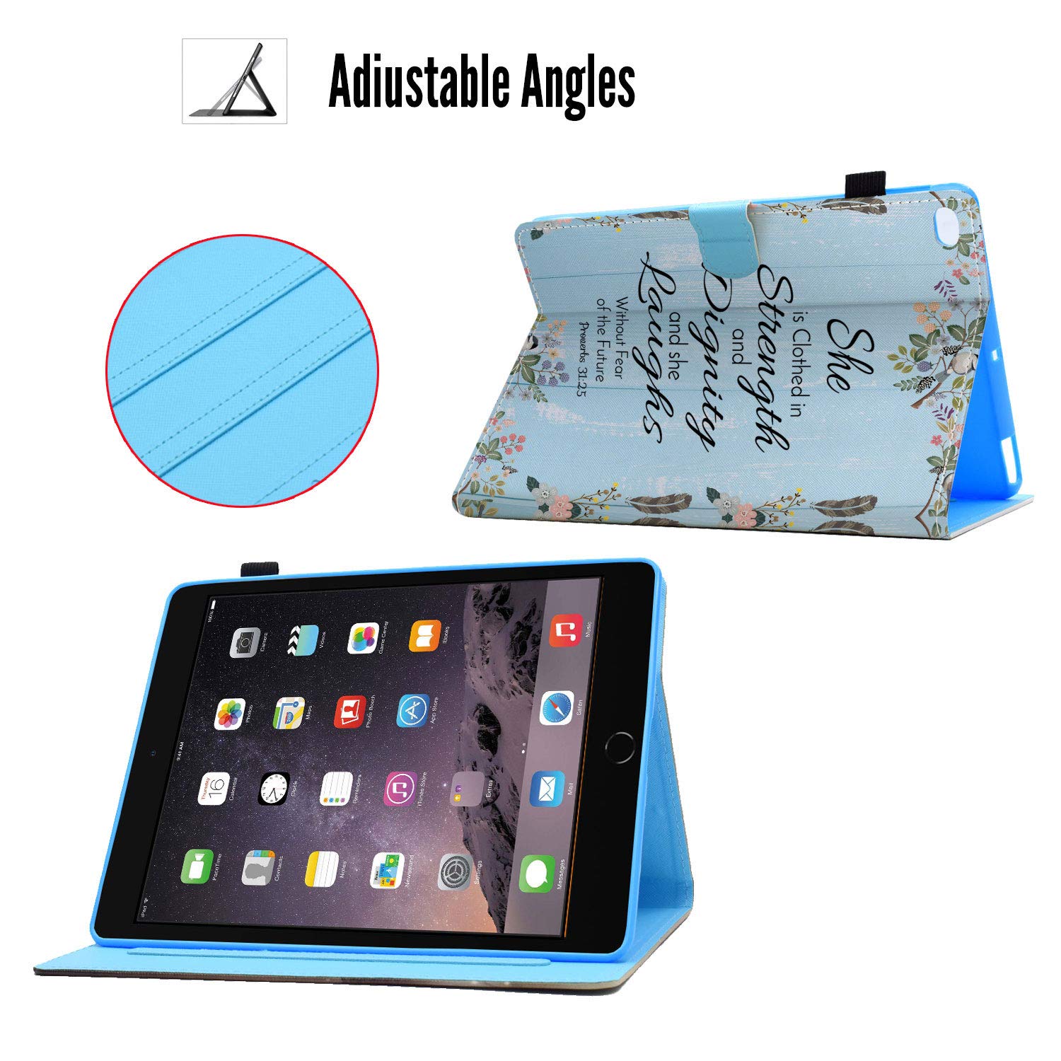 Premium PU Leather iPad Case with Card Slot & Pen Holder - Compatible with iPad 7th Gen 10.2