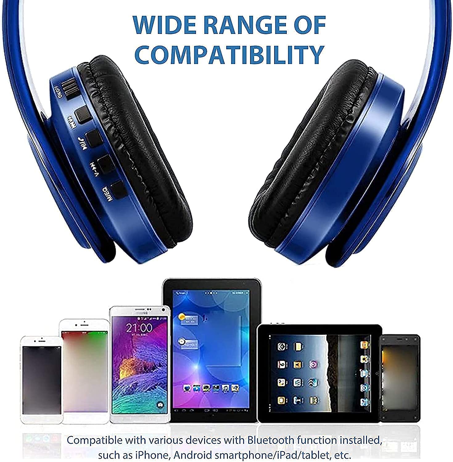 Nakano Miku Bluetooth Headphones - Wireless Over-Ear Foldable Headset with Built-in Mic, Hi-Fi Stereo Sound, Anime Cosplay Accessory (Blue) | Perfect for Gaming, Music Listening, and The Quintessential Quintuplets Fans