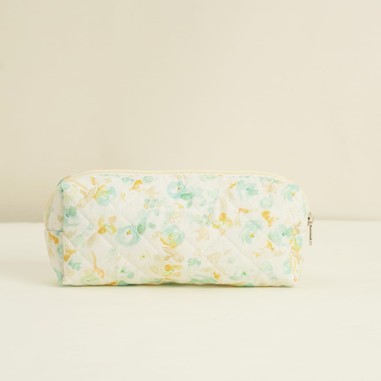 4Pcs Quilted Makeup Bag Set - Cute Floral Cosmetic Organizer, Cotton Travel Toiletry Bag for Women & Girls | Perfect for Travel, Gym, and Daily Beauty Essentials Storage