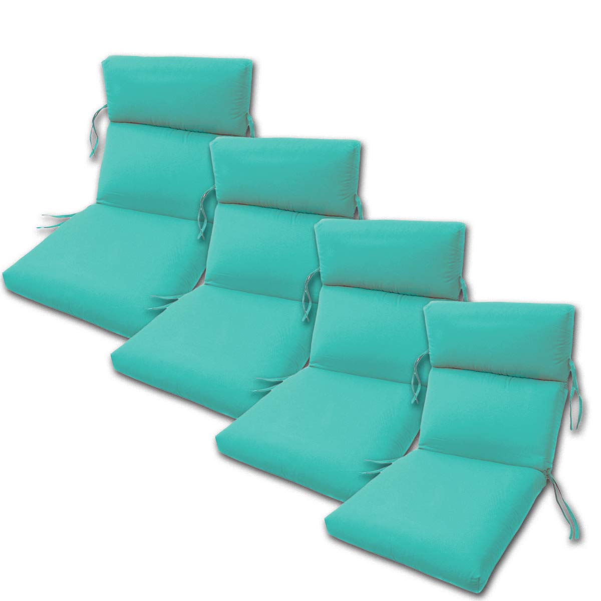 Sunbrella Outdoor Chair Cushions Set of 4 - 22x44 Inches Waterproof Patio Cushions with Channel Stitching & 3